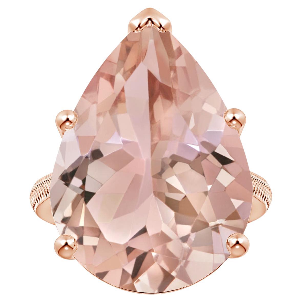 For Sale:  Angara GIA Certified Natural Morganite Ring in Rose Gold with Feather Motifs