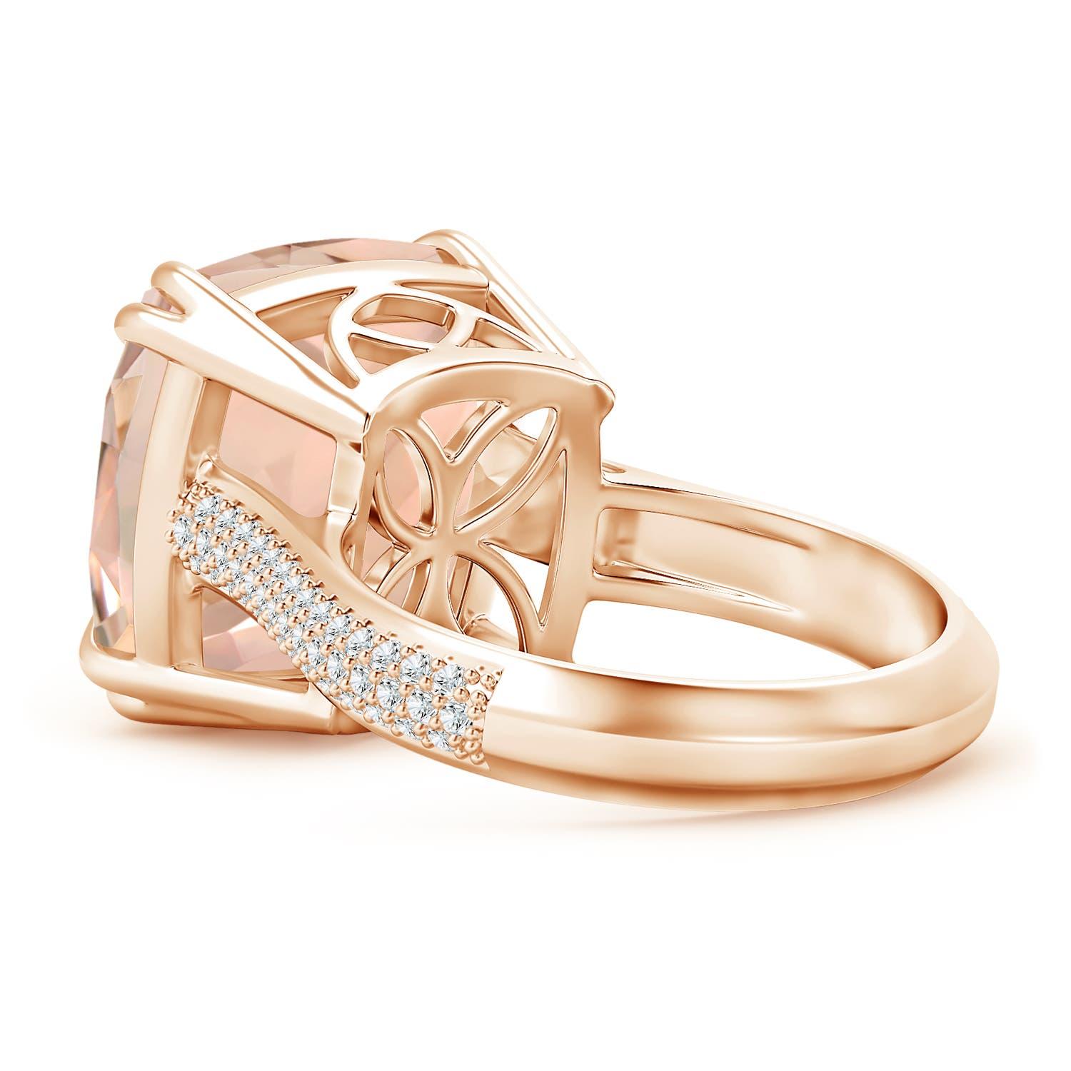 For Sale:  Angara GIA Certified Natural Morganite Ring in Rose Gold with Pave Diamonds 3