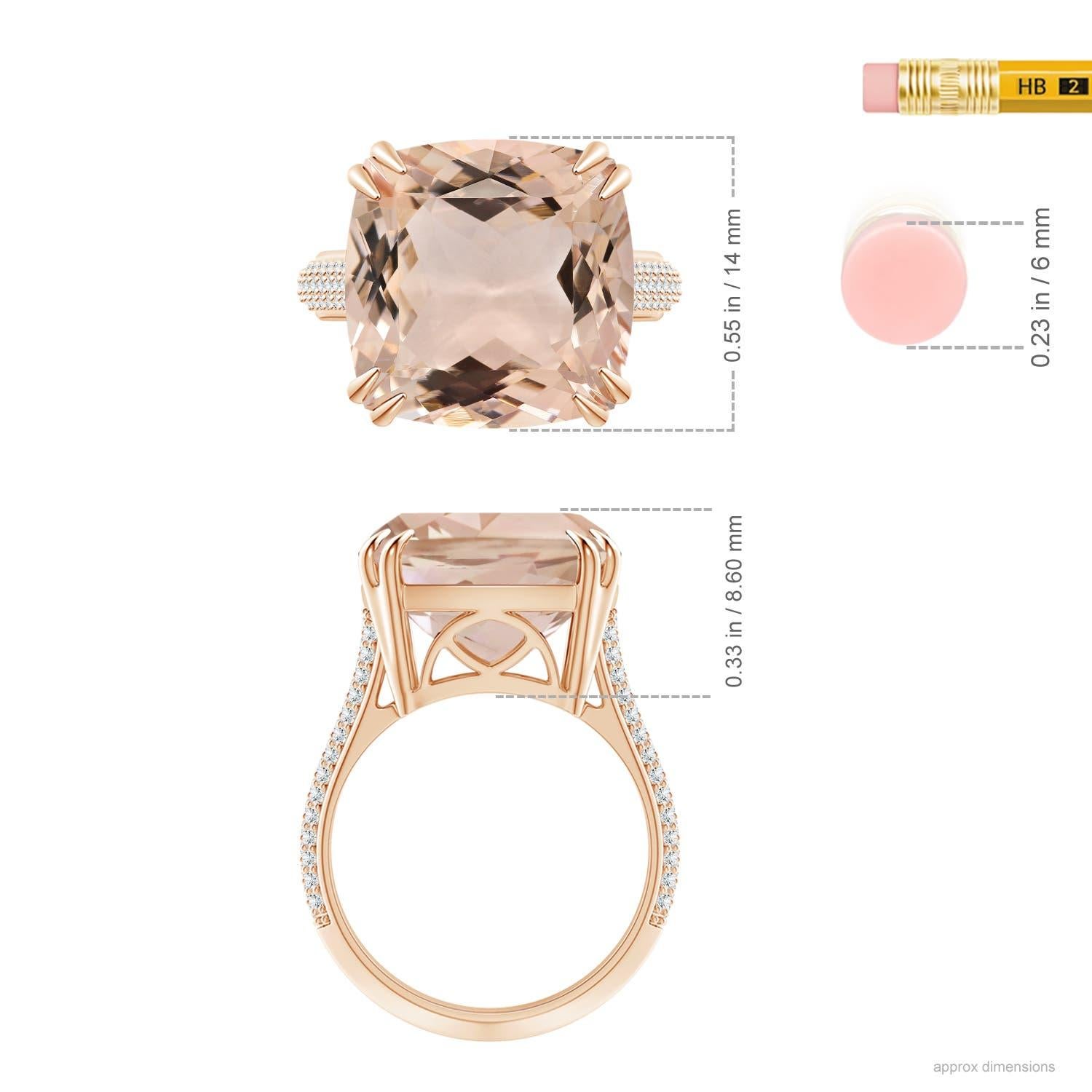En vente :  Angara Bague en or rose avec morganite naturelle certifiée par le GIA et diamants pavés 4