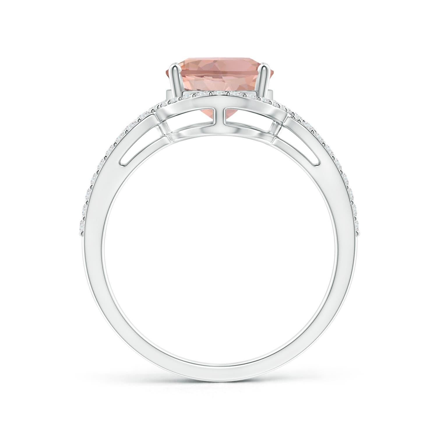 For Sale:  ANGARA GIA Certified Natural Morganite Ring in White Gold with Diamond Halo 2