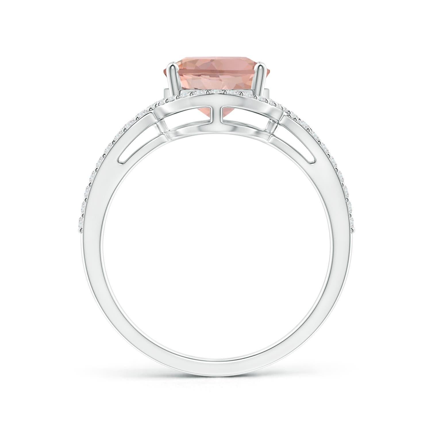 ANGARA GIA Certified Natural Morganite Ring in White Gold with Diamond Halo 2
