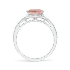 ANGARA Bague en or blanc et morganite naturelle certifiée GIA avec halo de diamants