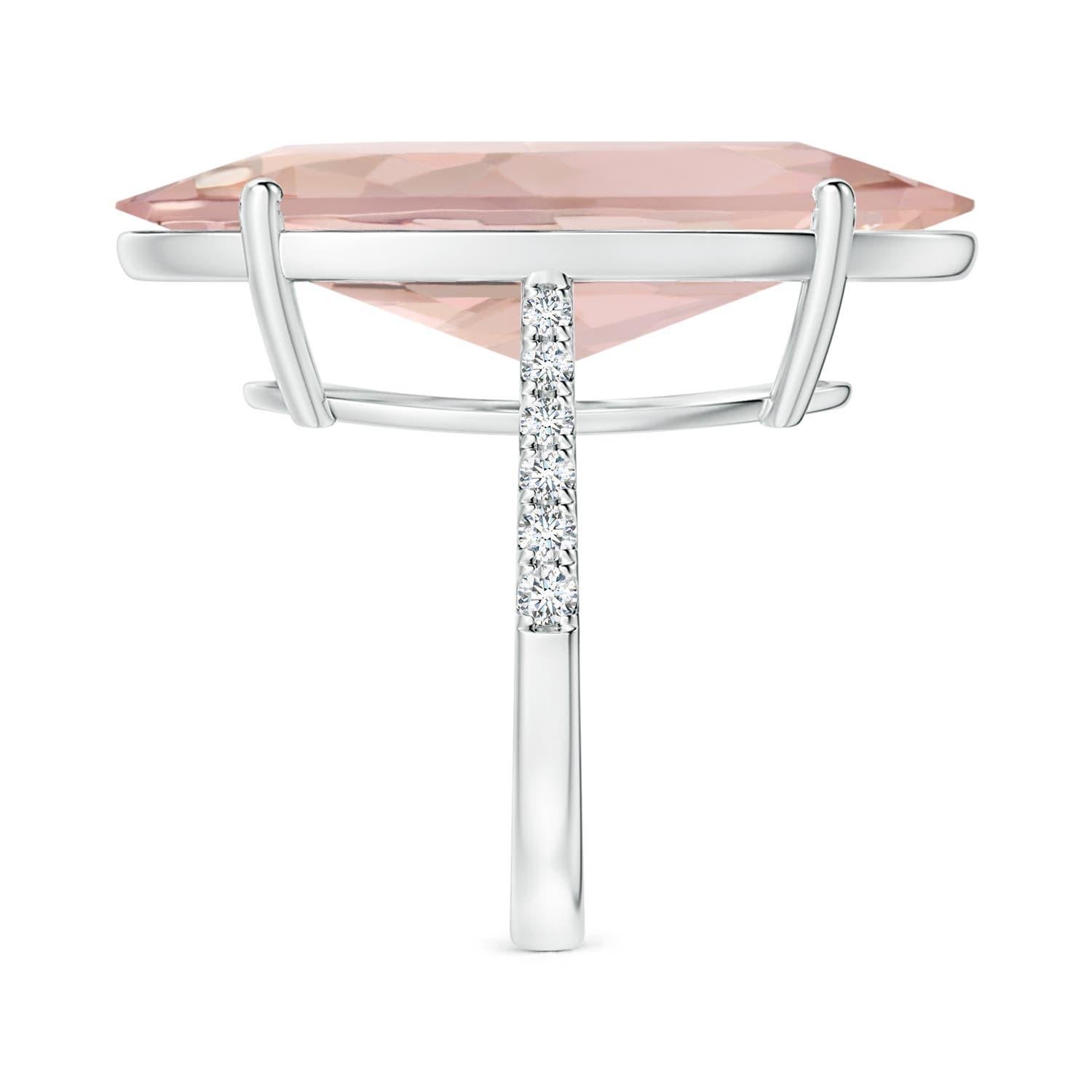 ANGARA GIA Certified Natural Morganite Ring in White Gold with Diamonds 4