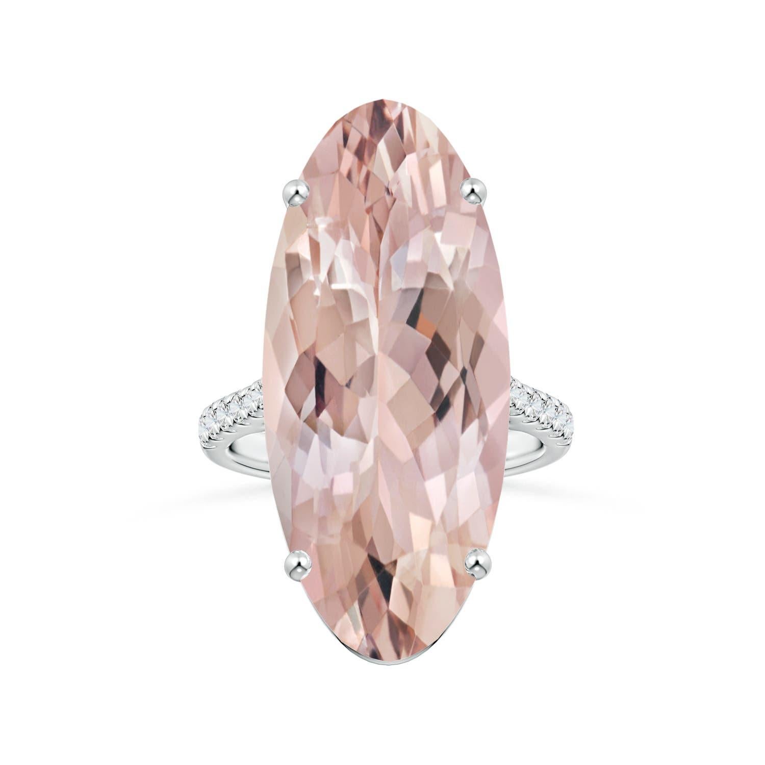 ANGARA Bague en or blanc avec Morganite naturelle certifiée par le GIA et diamants