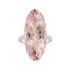 ANGARA GIA Certified Natural Morganite Ring in White Gold with Diamonds