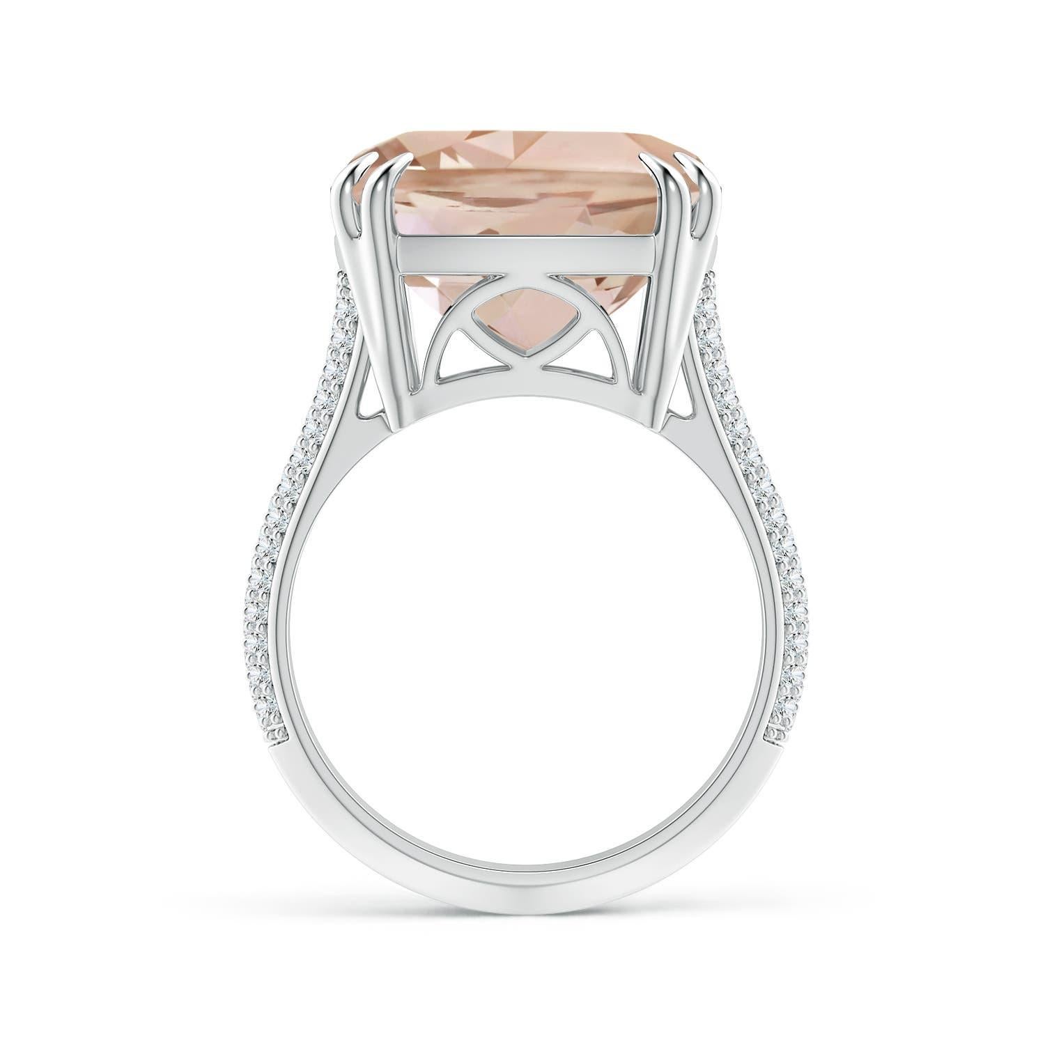 For Sale:  Angara GIA Certified Natural Morganite Ring in White Gold with Pave Diamonds 2