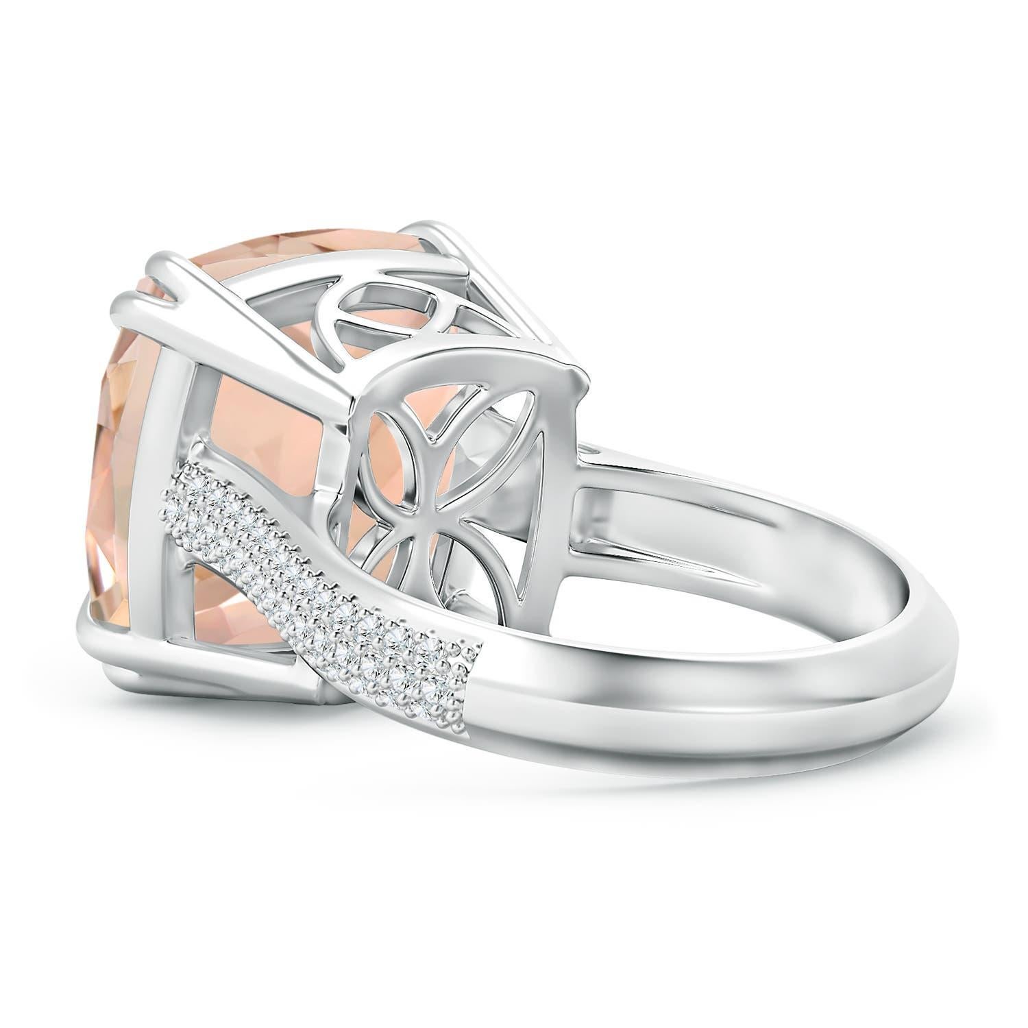 For Sale:  Angara GIA Certified Natural Morganite Ring in White Gold with Pave Diamonds 3