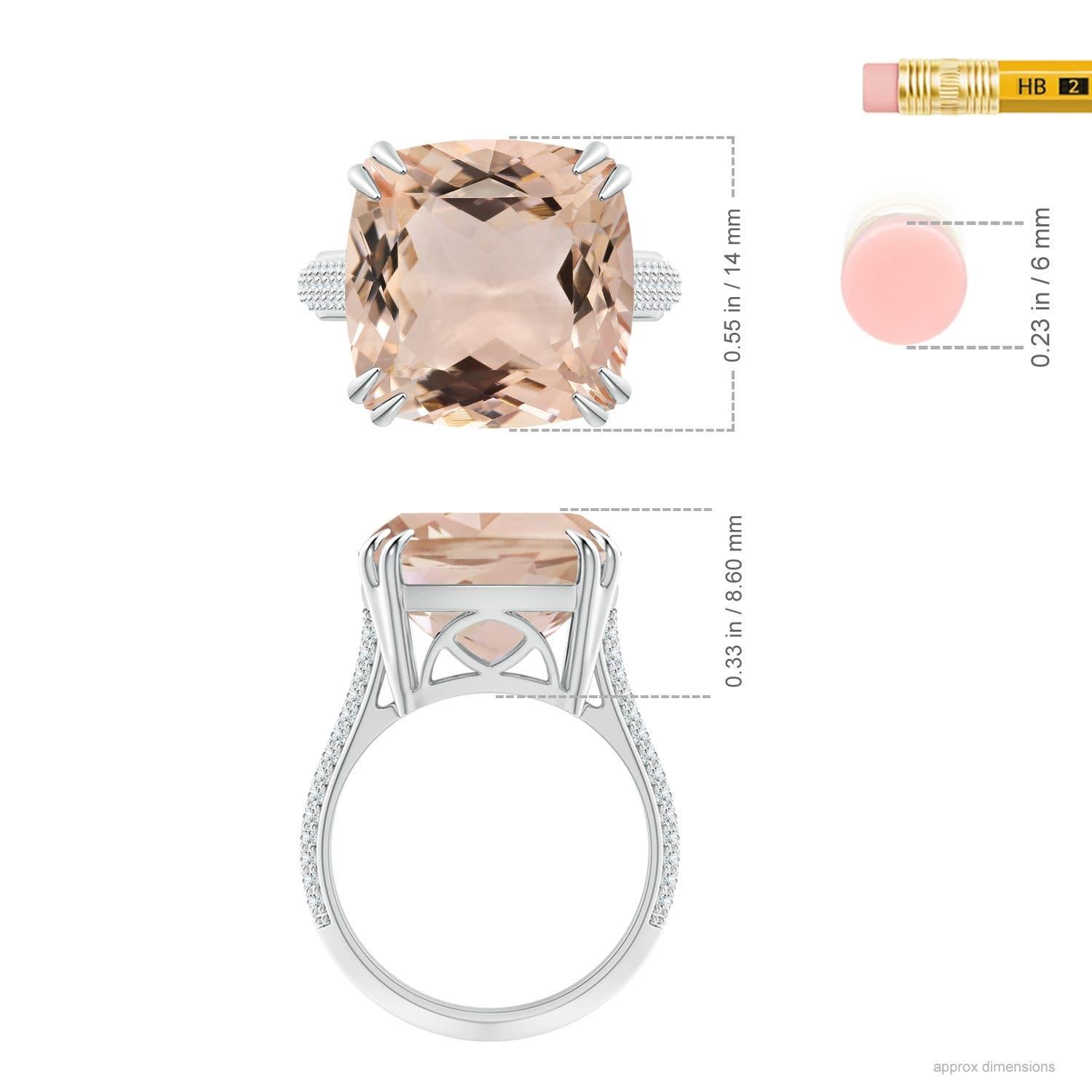 For Sale:  Angara GIA Certified Natural Morganite Ring in White Gold with Pave Diamonds 4