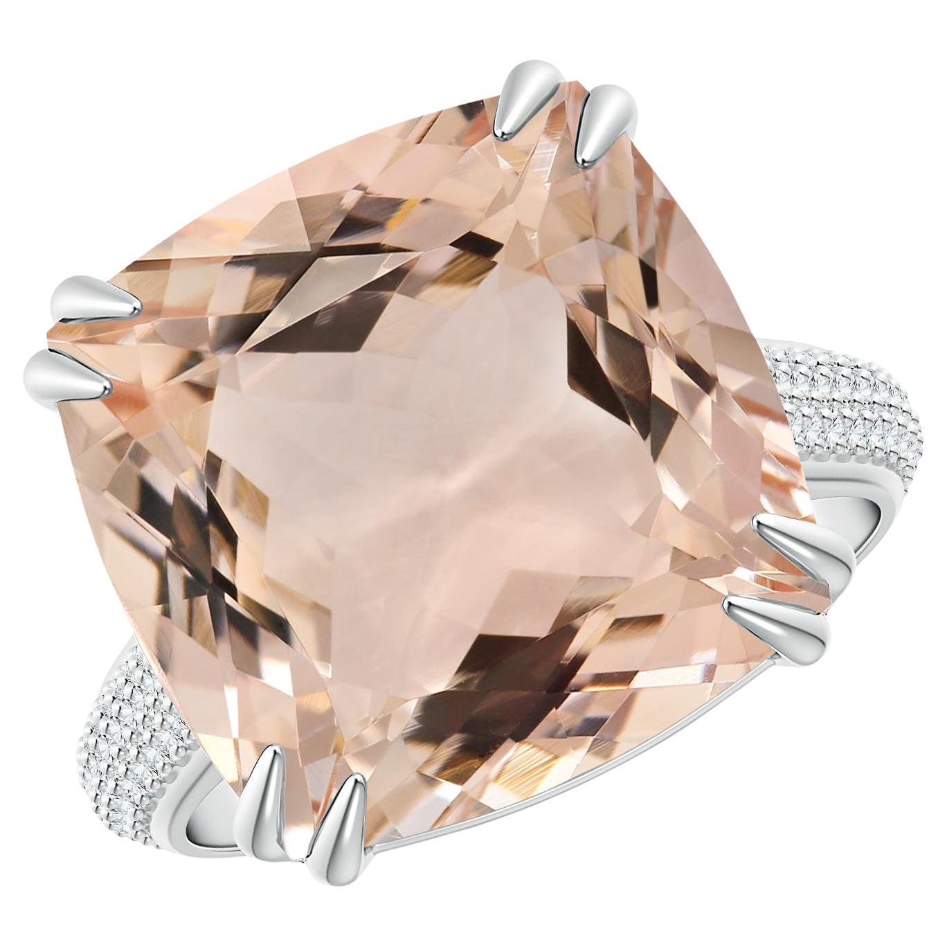 Angara GIA Certified Natural Morganite Ring in White Gold with Pave Diamonds