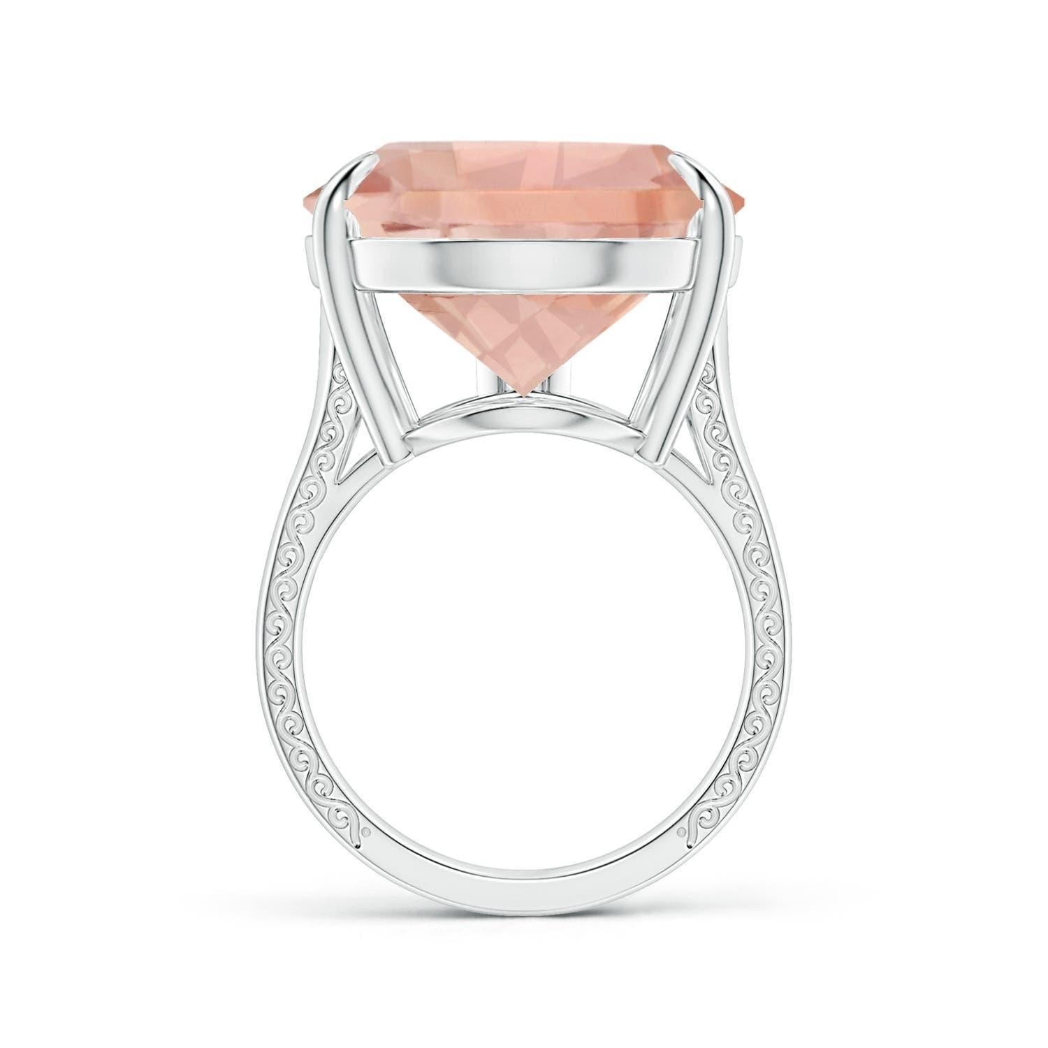 For Sale:  Angara Gia Certified Natural Morganite Ring in White Gold with Scrollwork 2