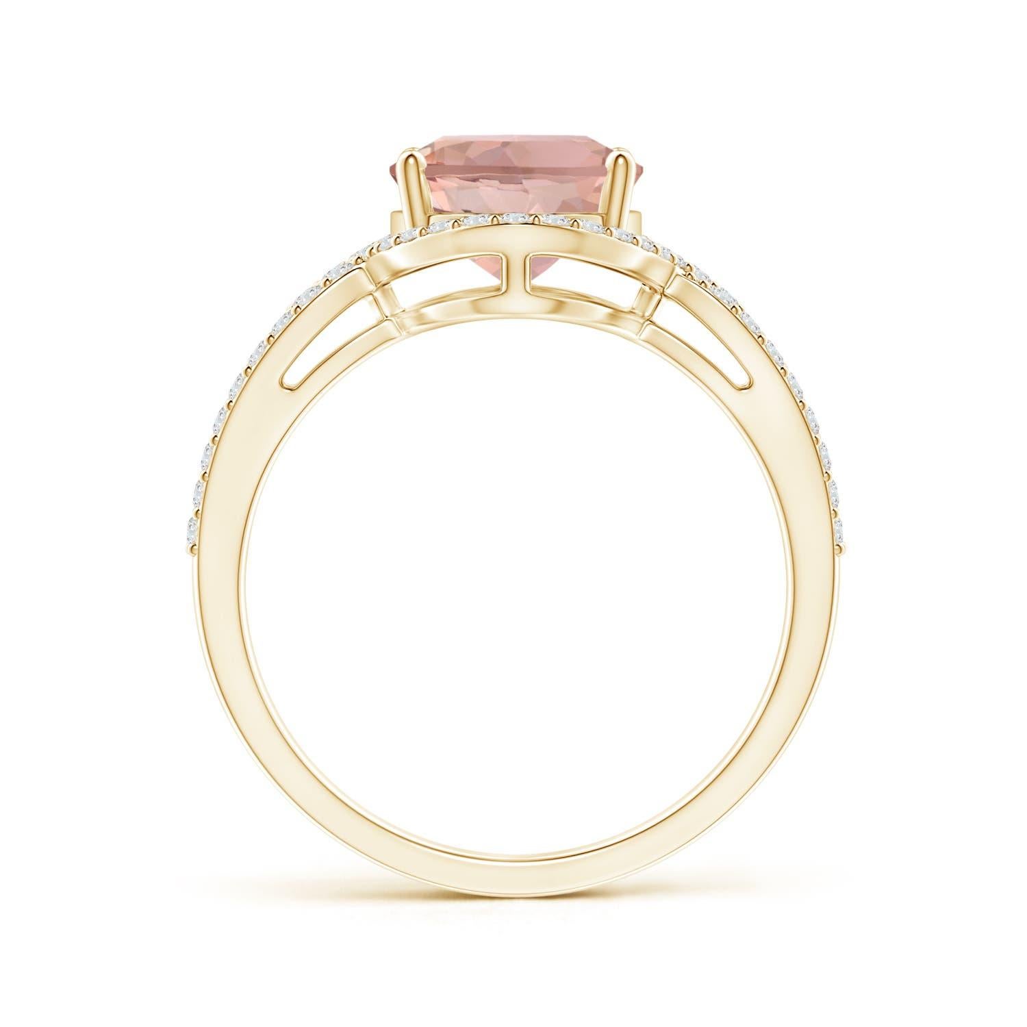For Sale:  ANGARA GIA Certified Natural Morganite Ring in Yellow Gold with Diamond Halo 2