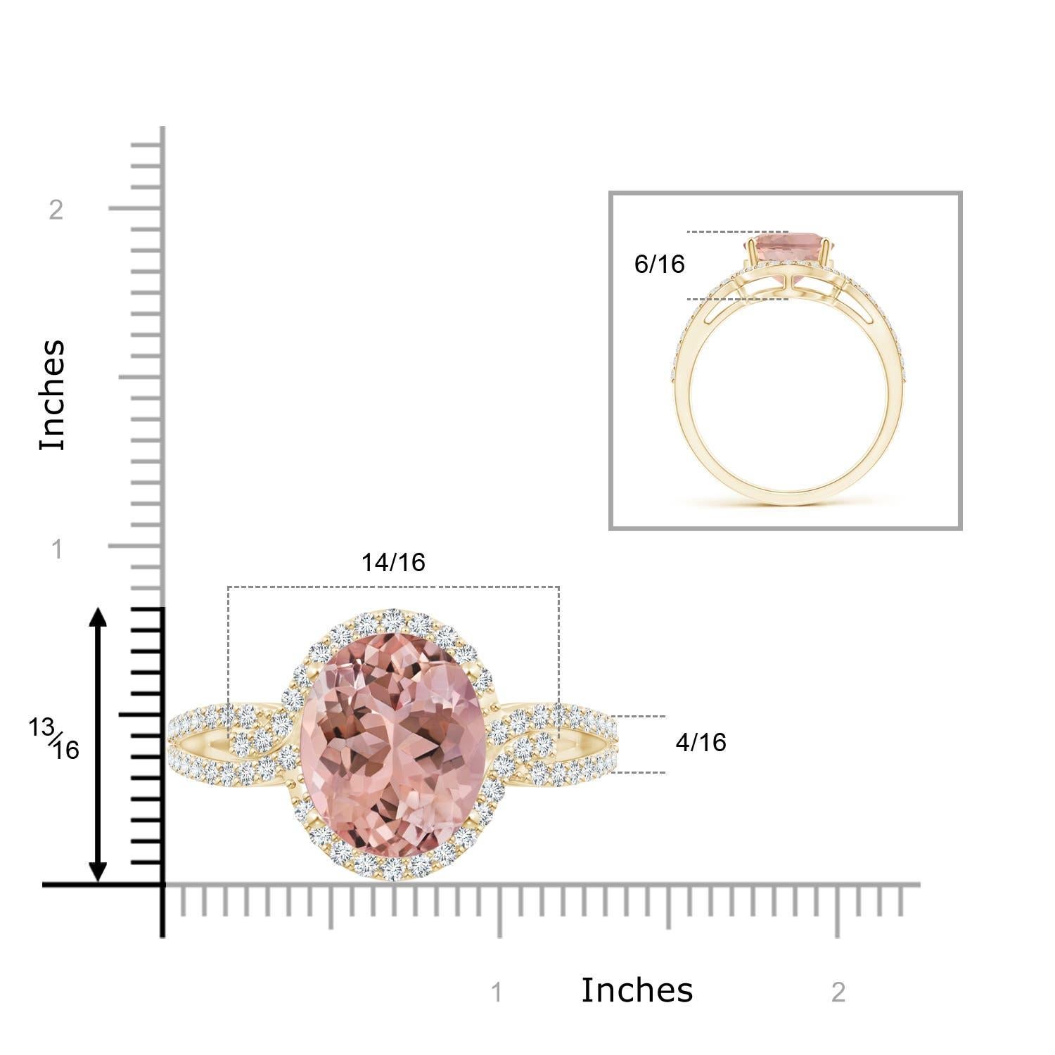 For Sale:  ANGARA GIA Certified Natural Morganite Ring in Yellow Gold with Diamond Halo 4