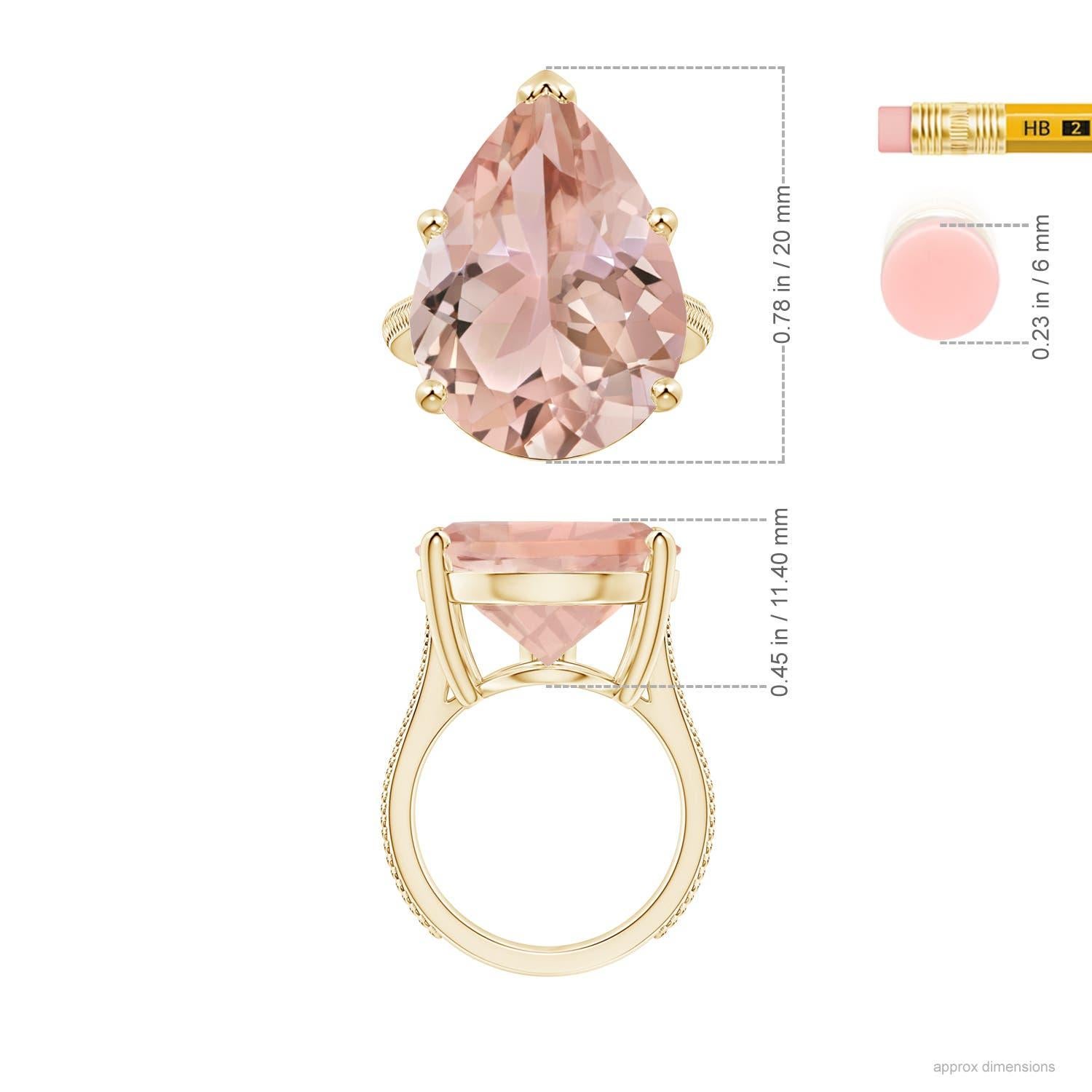 ANGARA GIA Certified Natural Morganite Ring in Yellow Gold with Feather Motifs 5