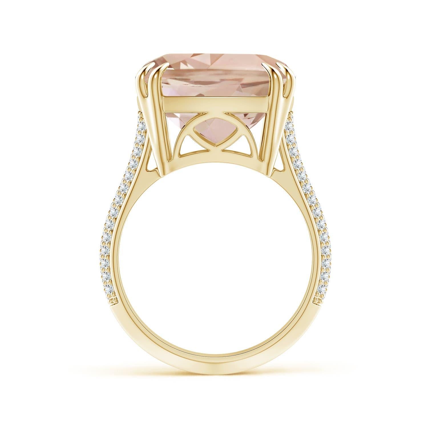 For Sale:  Angara GIA Certified Natural Morganite Ring in Yellow Gold with Pave Diamonds 2