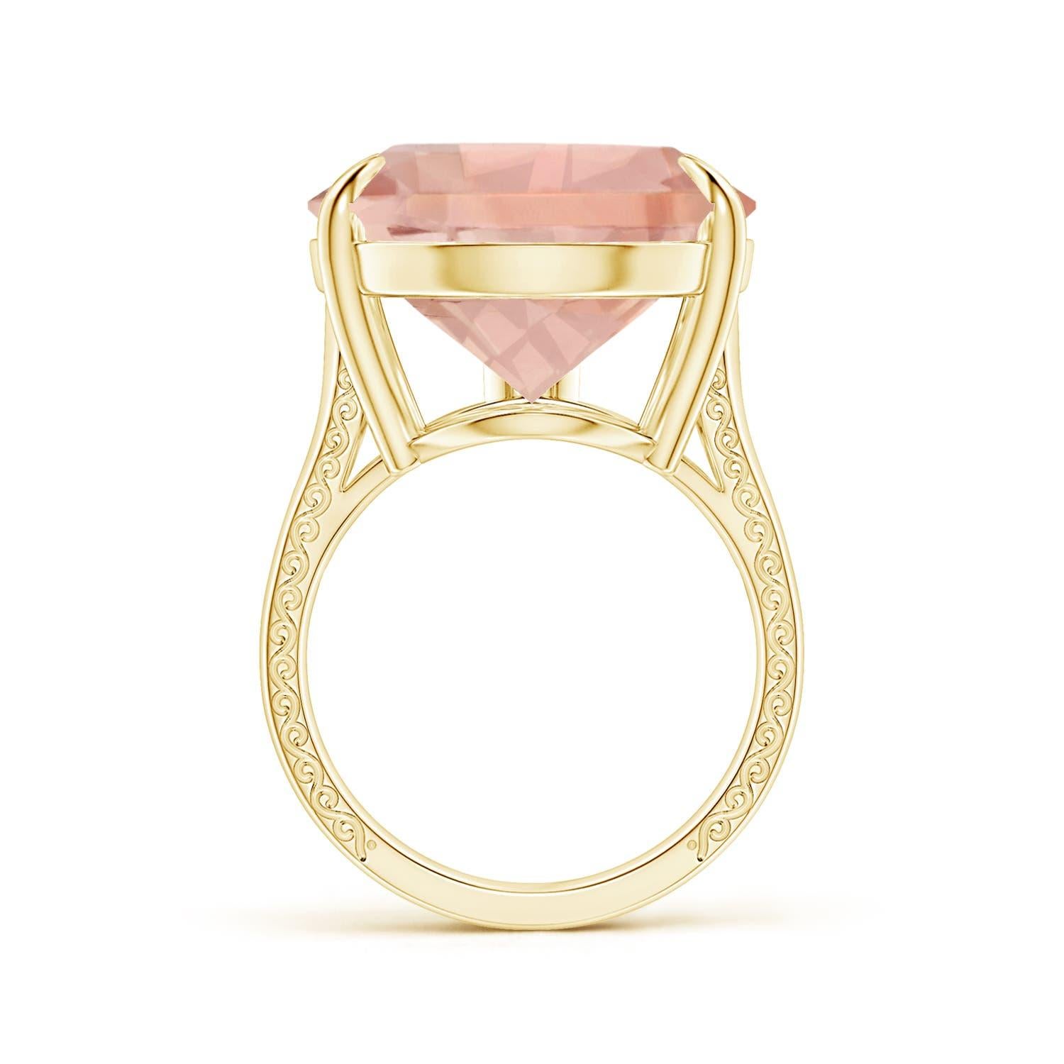 For Sale:  Angara Gia Certified Natural Morganite Ring in Yellow Gold with Scrollwork 2