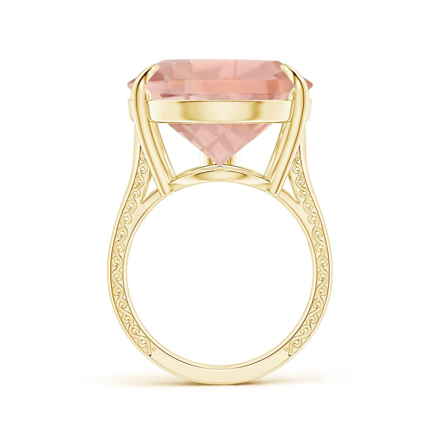 Anello Angara con morganite naturale certificata Gia in oro giallo con lavorazione a volute 2