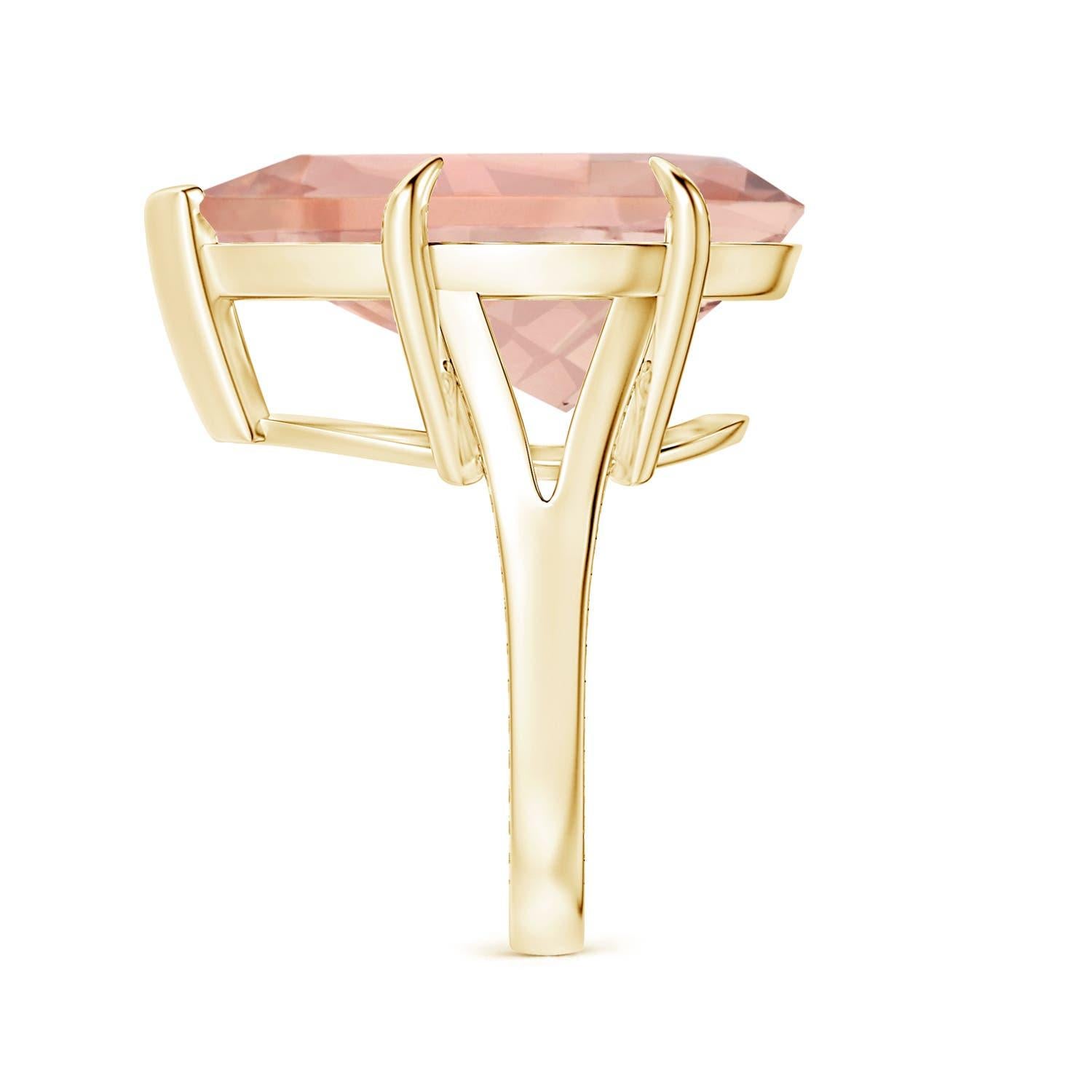For Sale:  Angara Gia Certified Natural Morganite Ring in Yellow Gold with Scrollwork 4