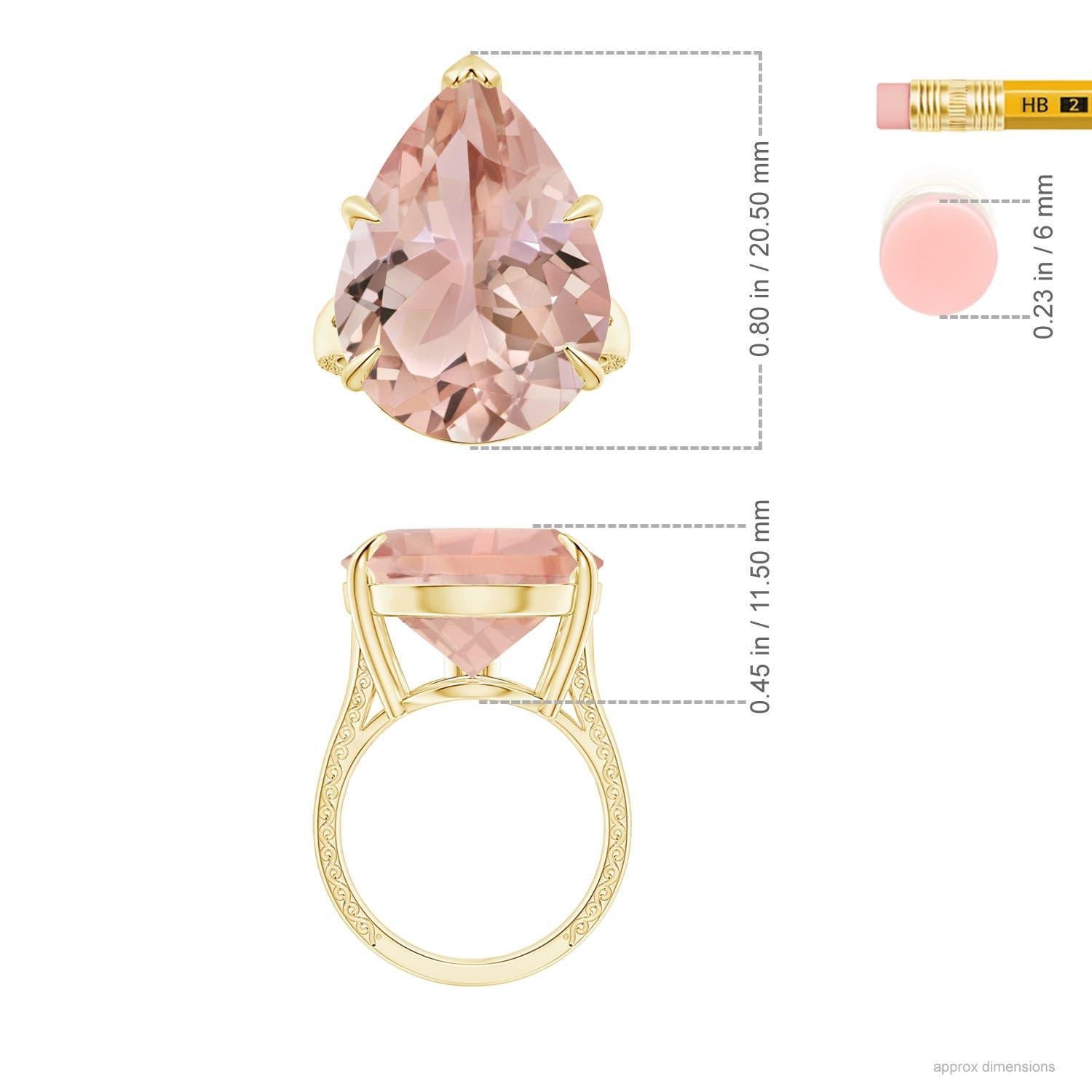 For Sale:  Angara Gia Certified Natural Morganite Ring in Yellow Gold with Scrollwork 5