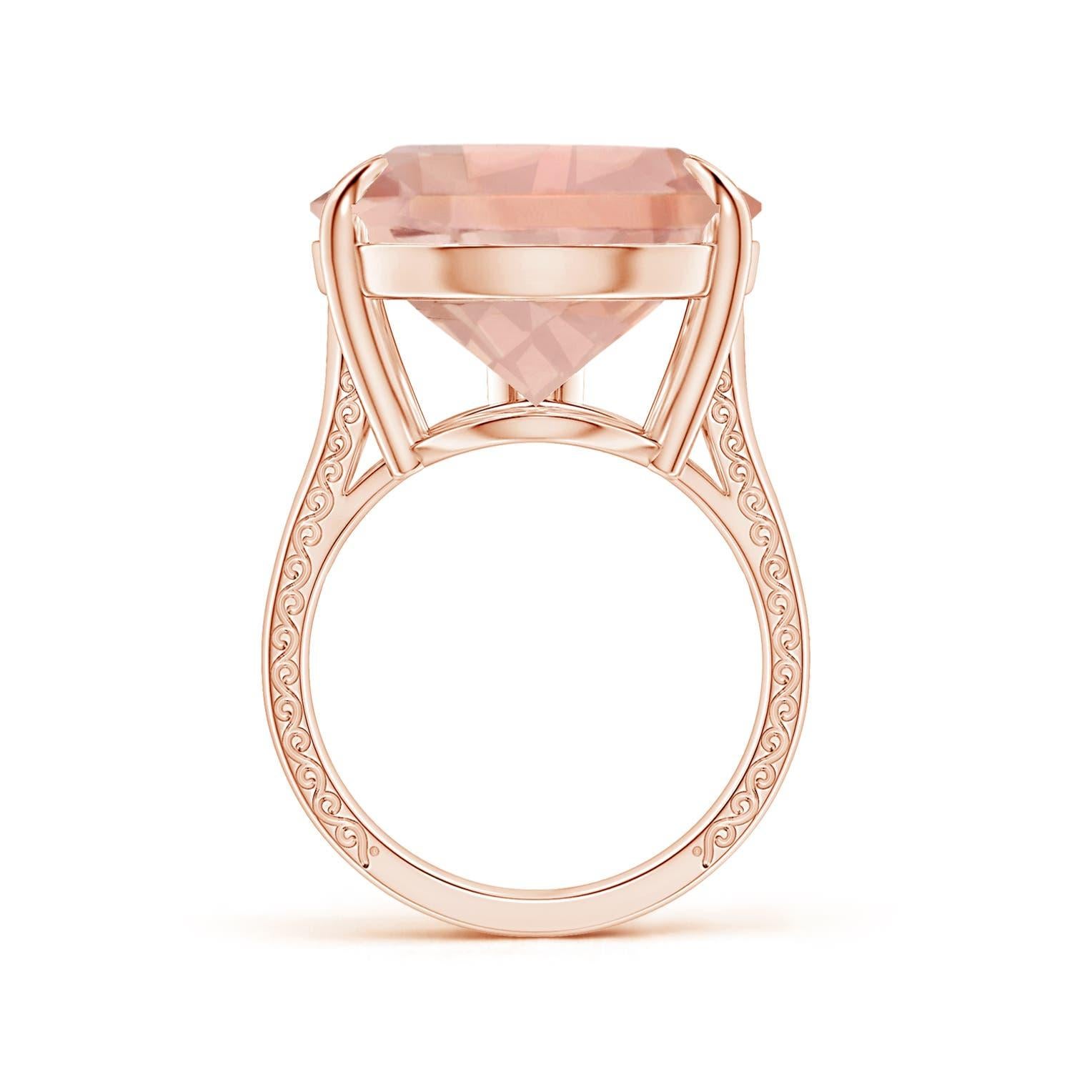 For Sale:  ANGARA GIA Certified Natural Morganite Rose Gold Ring with Scrollwork 2