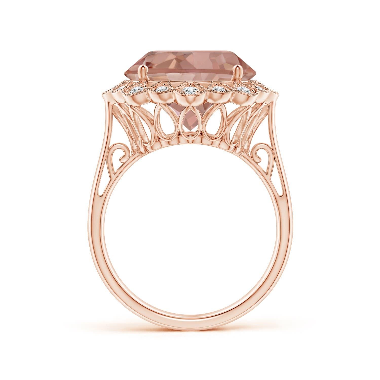 For Sale:  ANGARA GIA Certified Natural Morganite Scalloped Halo Ring in Rose Gold 2