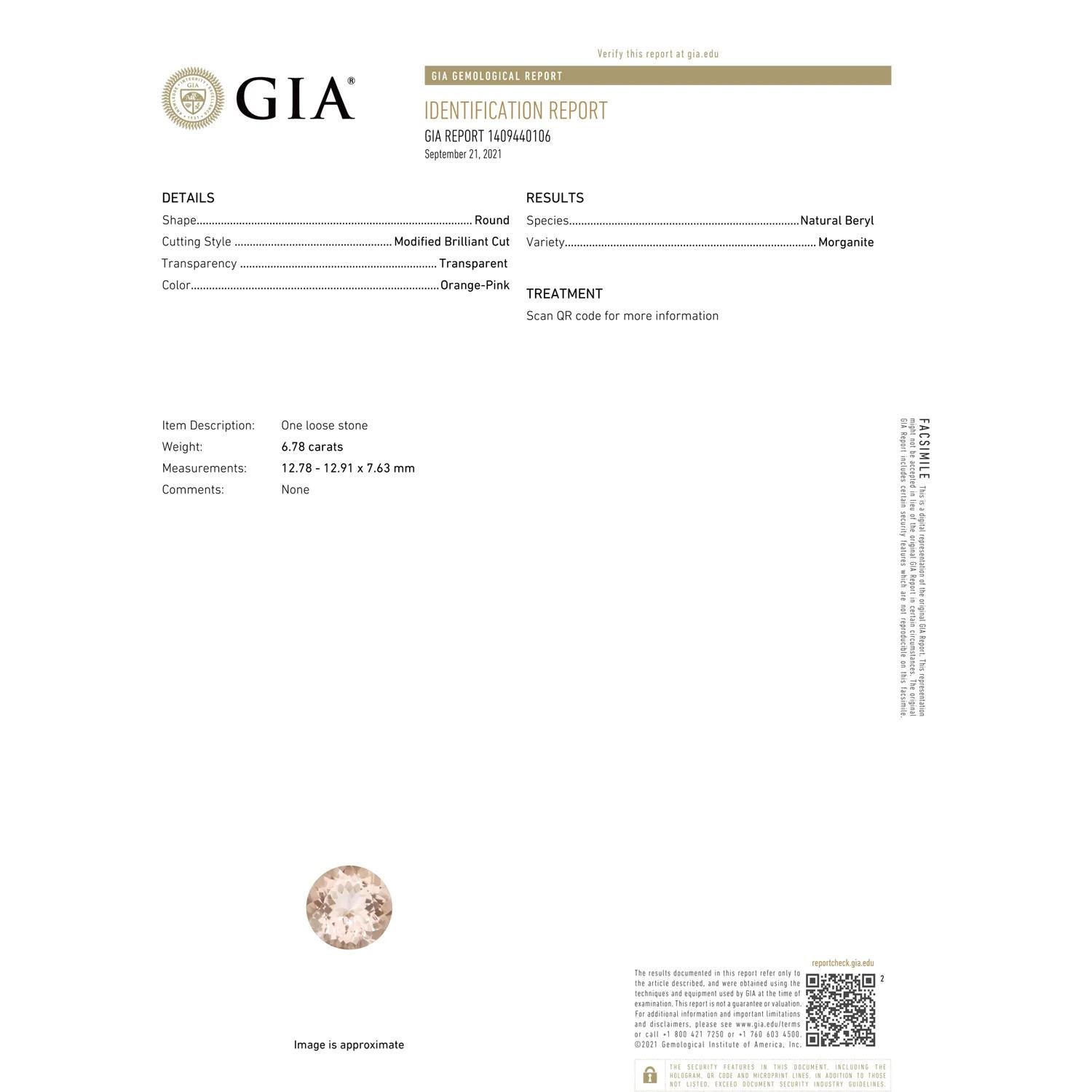 Im Angebot: Angara GIA-zertifizierter natürlicher Morganit-Halo-Ring aus Roségold mit Wellenschliff () 3