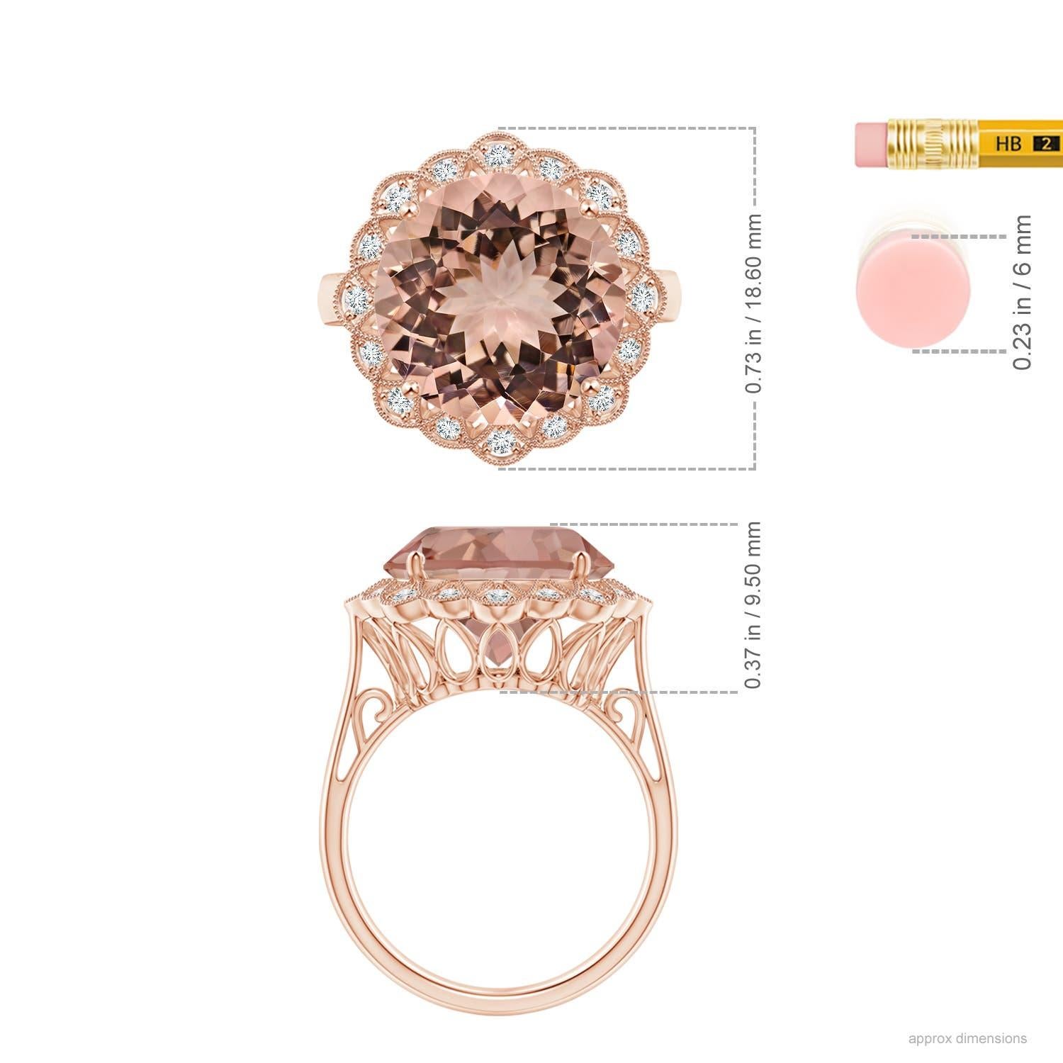 For Sale:  ANGARA GIA Certified Natural Morganite Scalloped Halo Ring in Rose Gold 5