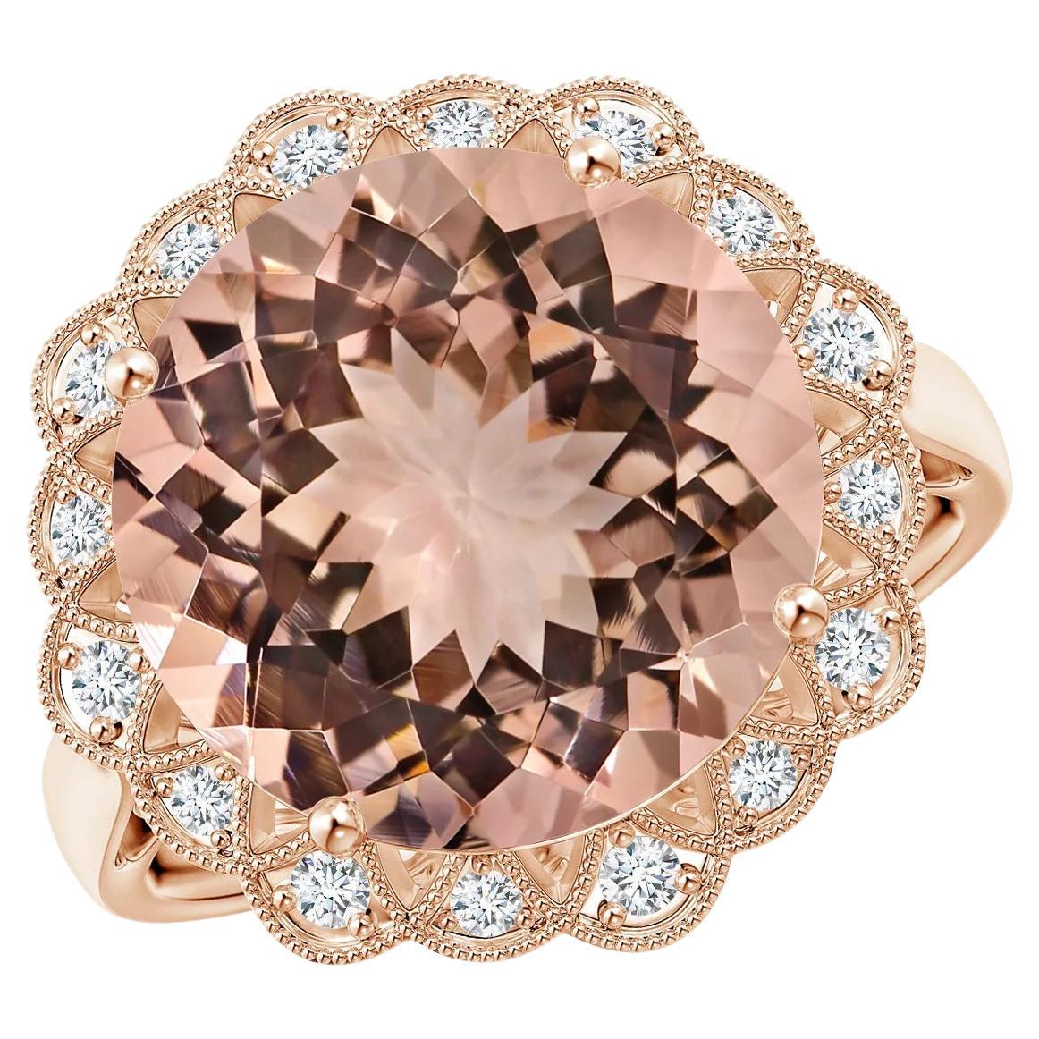 For Sale:  Angara GIA Certified Natural Morganite Scalloped Halo Ring in Rose Gold