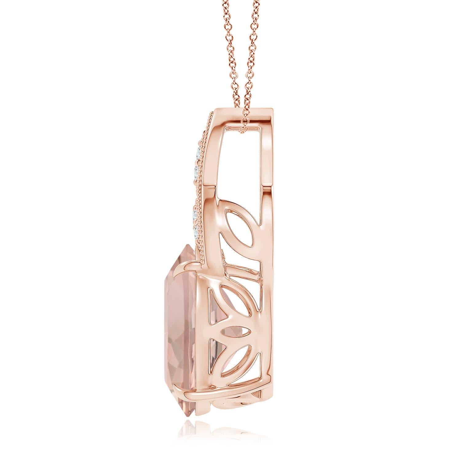 GIA Certified Oval Morganite Pendant with Floral Bale








































