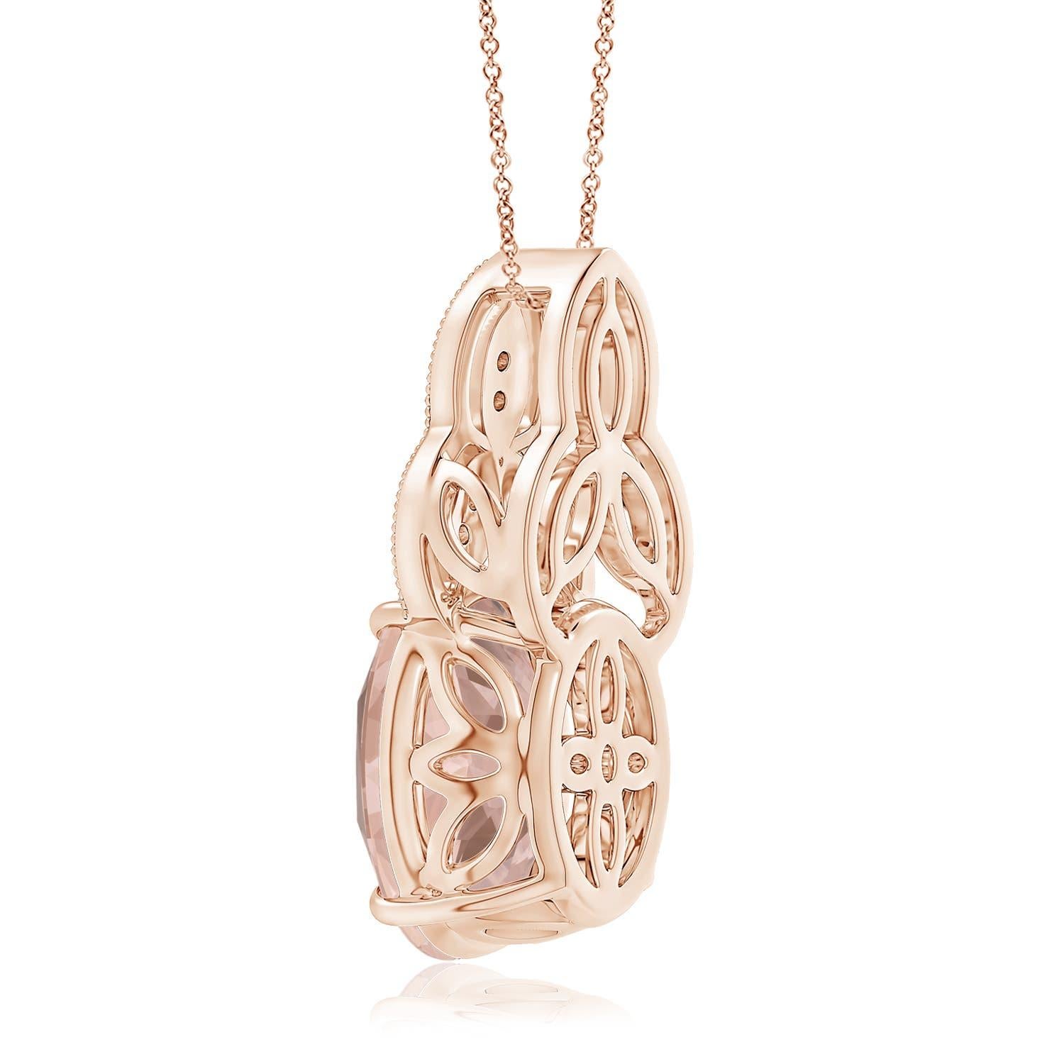 Angara GIA Certified Natural Morganite Solid Rose Gold Pendant Necklace In New Condition In Los Angeles, CA
