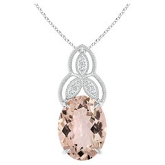 ANGARA GIA Certified Natural Morganite Solid White Gold Pendant Necklace