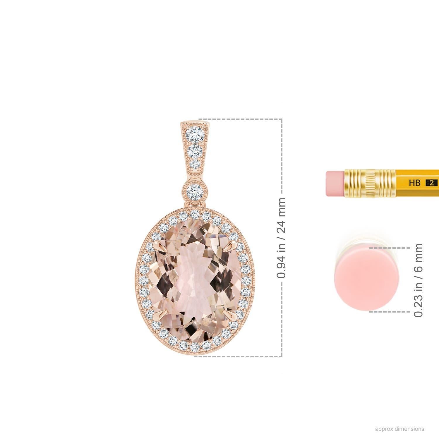 Women's ANGARA GIA Certified Natural Morganite with Diamond Rose Gold Pendant Necklace