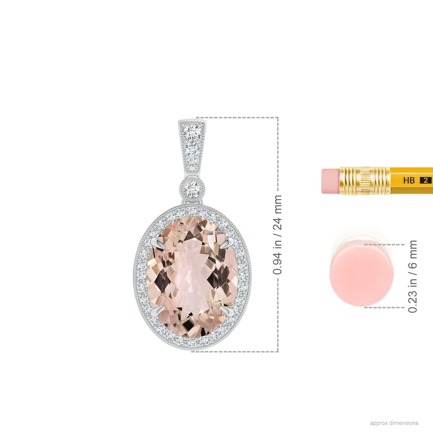 ANGARA GIA Certified Natural Morganite with Diamond White Gold Pendant Necklace 1