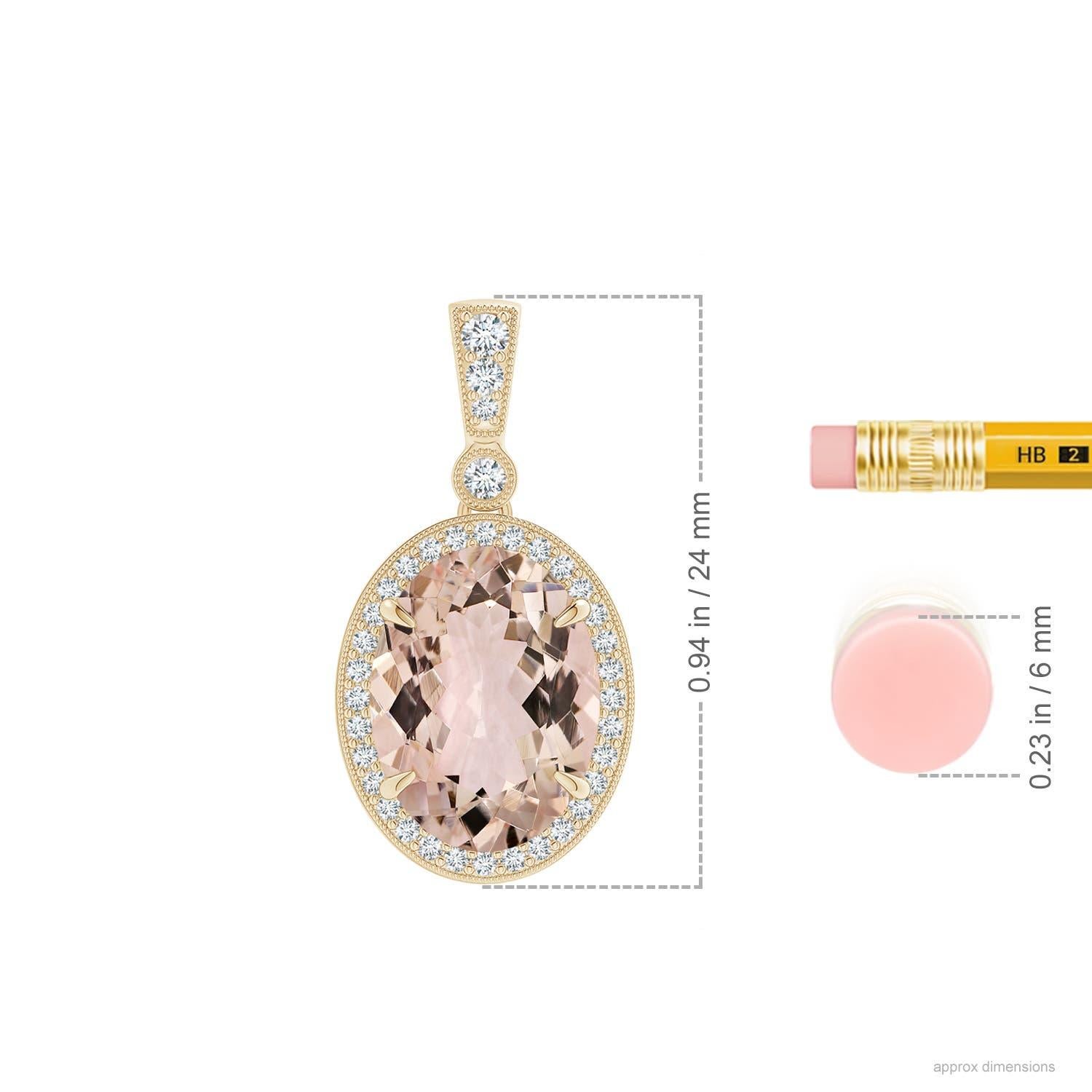 Women's ANGARA GIA Certified Natural Morganite with Diamond Yellow Gold Pendant Necklace