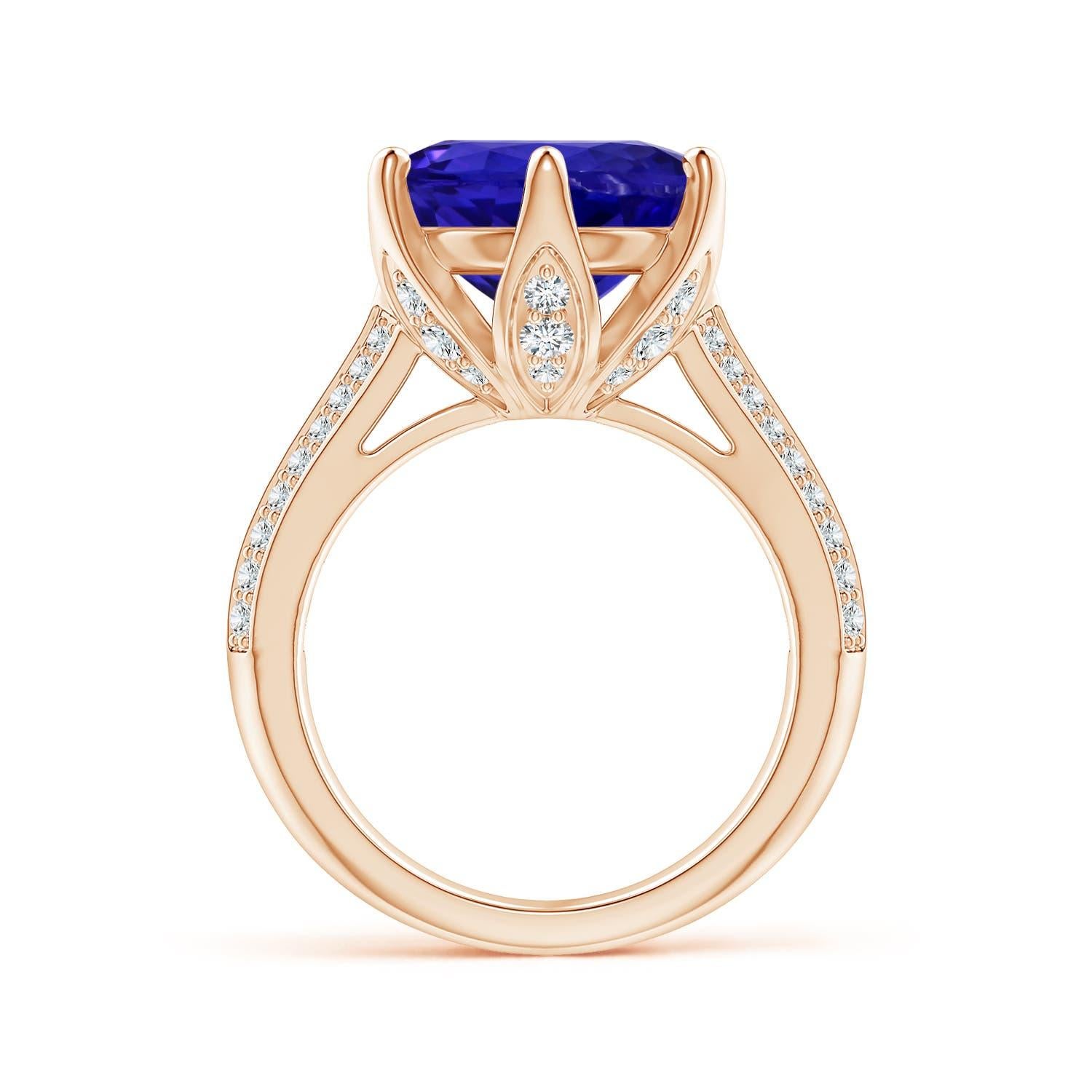For Sale:  GIA Certified Natural Nature Inspired Round Tanzanite Ring in Rose Gold 2