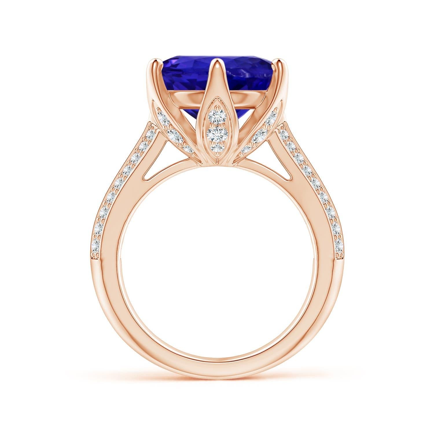 For Sale:  Angara Gia Certified Natural Nature Inspired Round Tanzanite Ring in Rose Gold 2