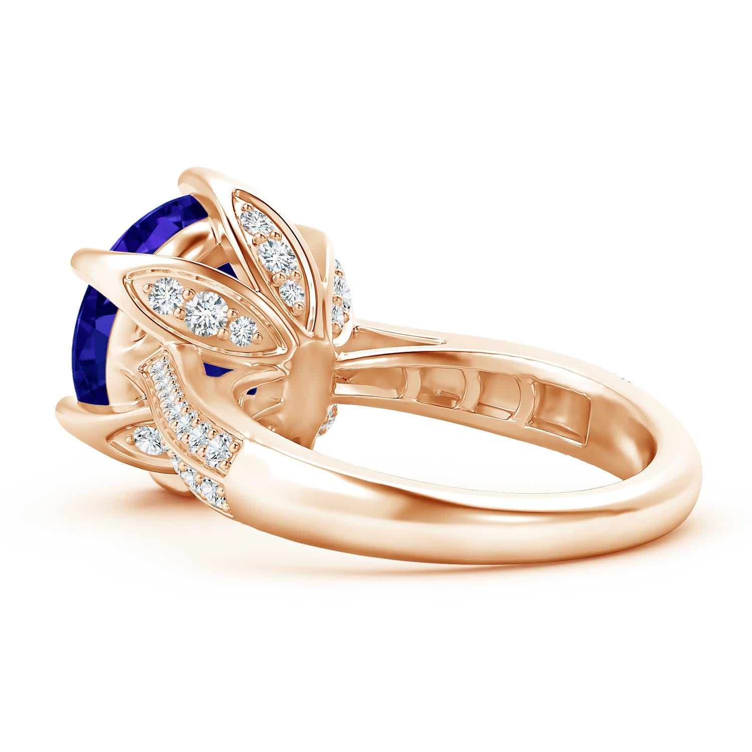 For Sale:  GIA Certified Natural Nature Inspired Round Tanzanite Ring in Rose Gold 4