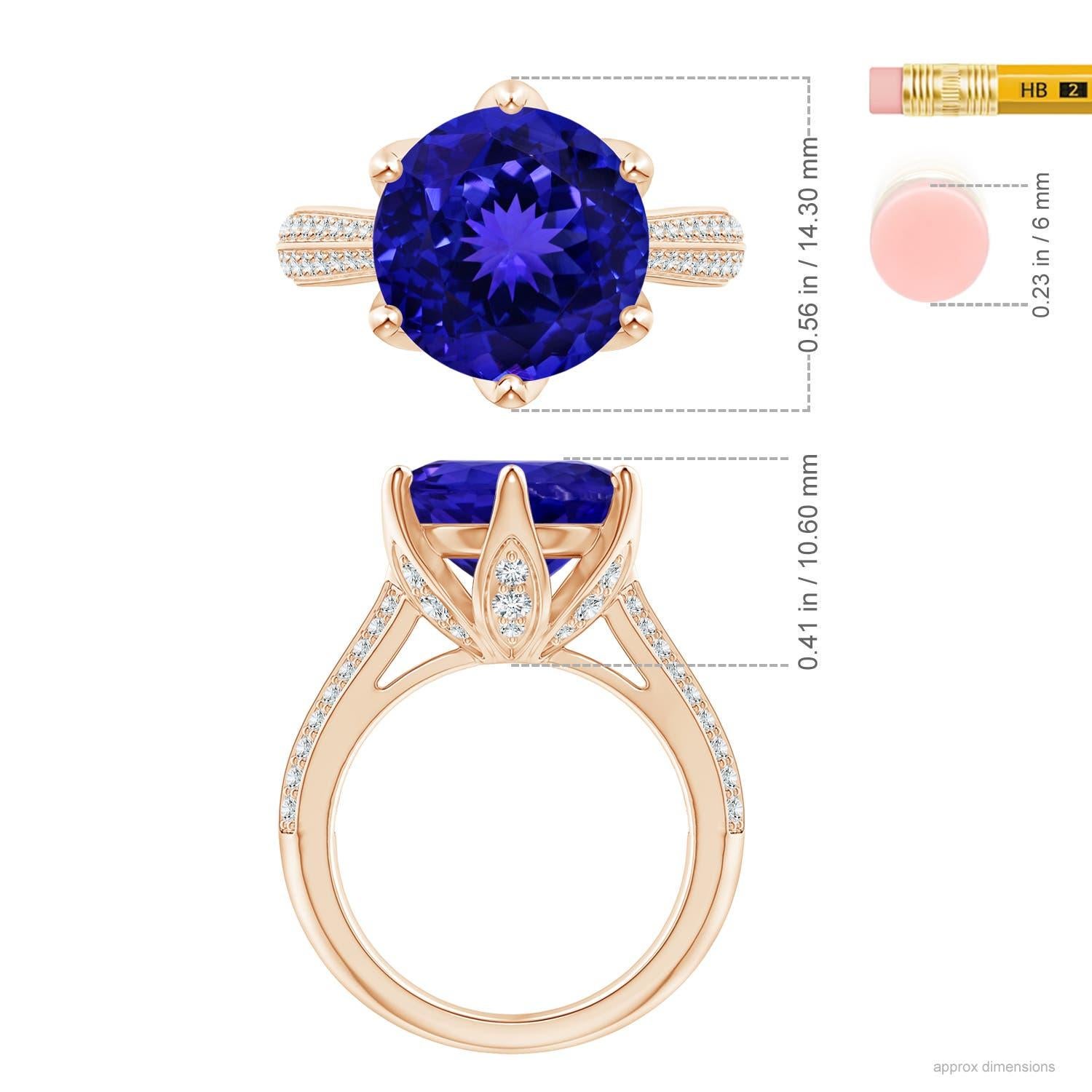 For Sale:  GIA Certified Natural Nature Inspired Round Tanzanite Ring in Rose Gold 5