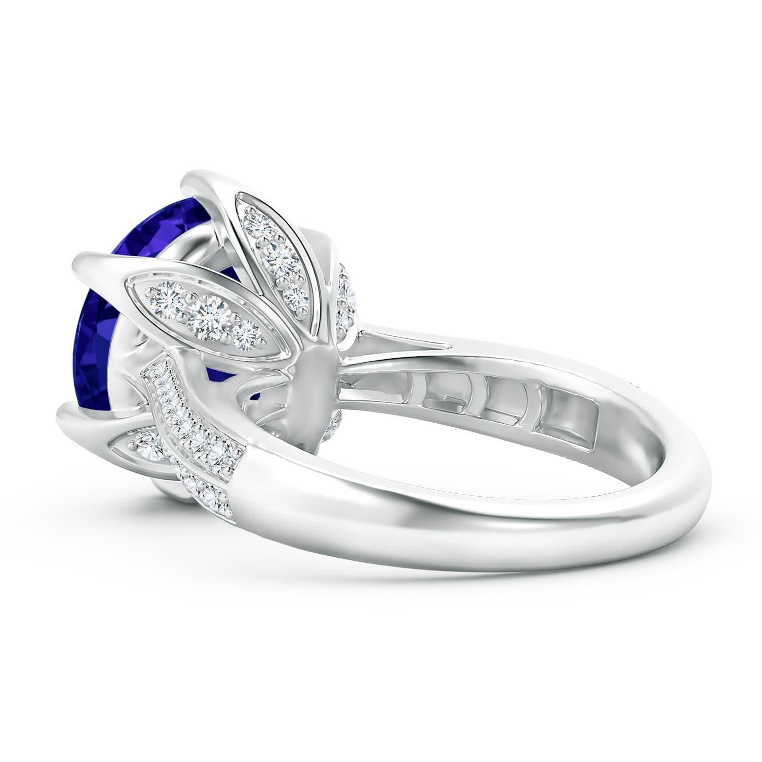 For Sale:  ANGARA GIA Certified Natural Nature Inspired Round Tanzanite Ring in White Gold 4
