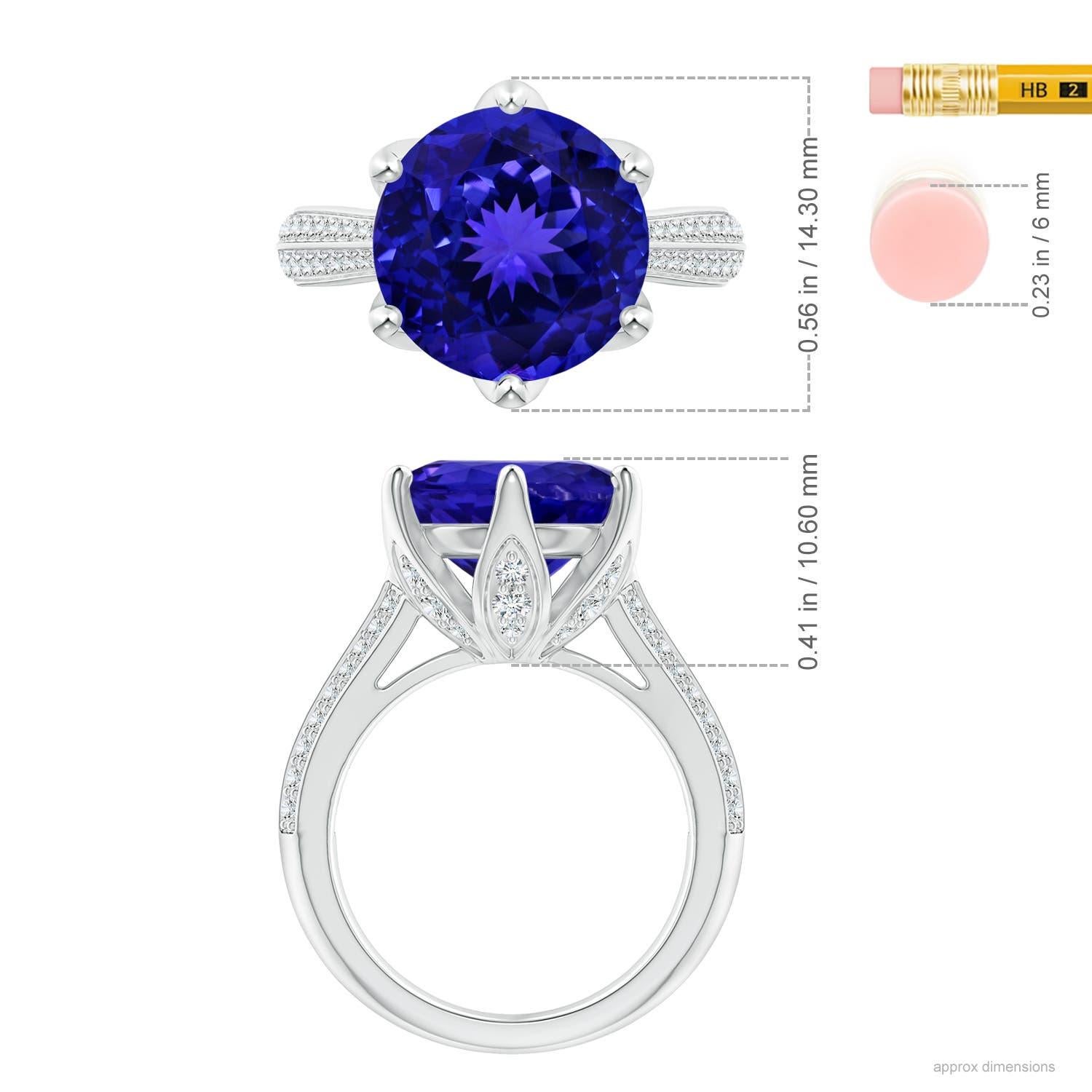 For Sale:  ANGARA GIA Certified Natural Nature Inspired Round Tanzanite Ring in White Gold 5