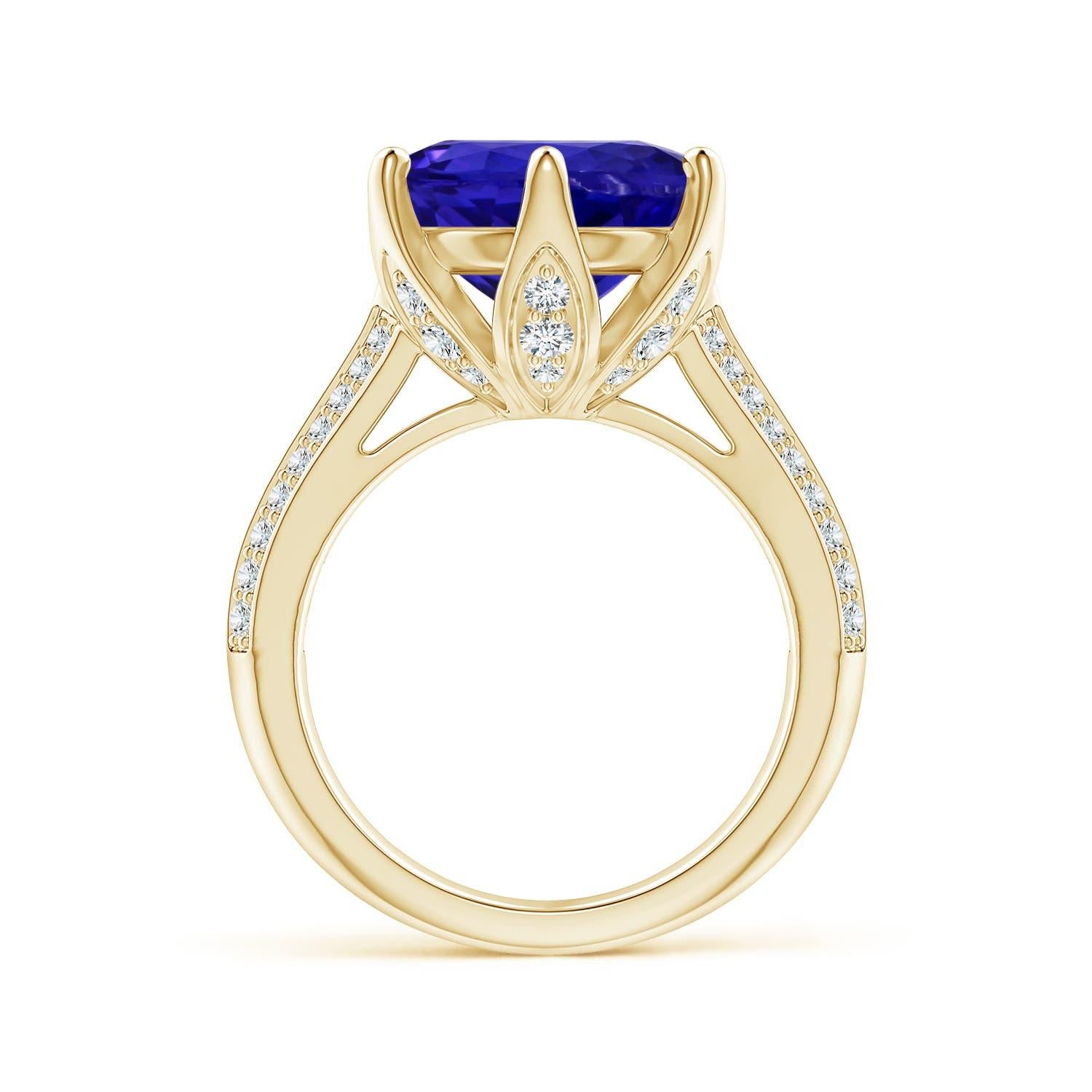 For Sale:  ANGARA GIA Certified Natural Nature Inspired Round Tanzanite Ring in Yellow Gold 2