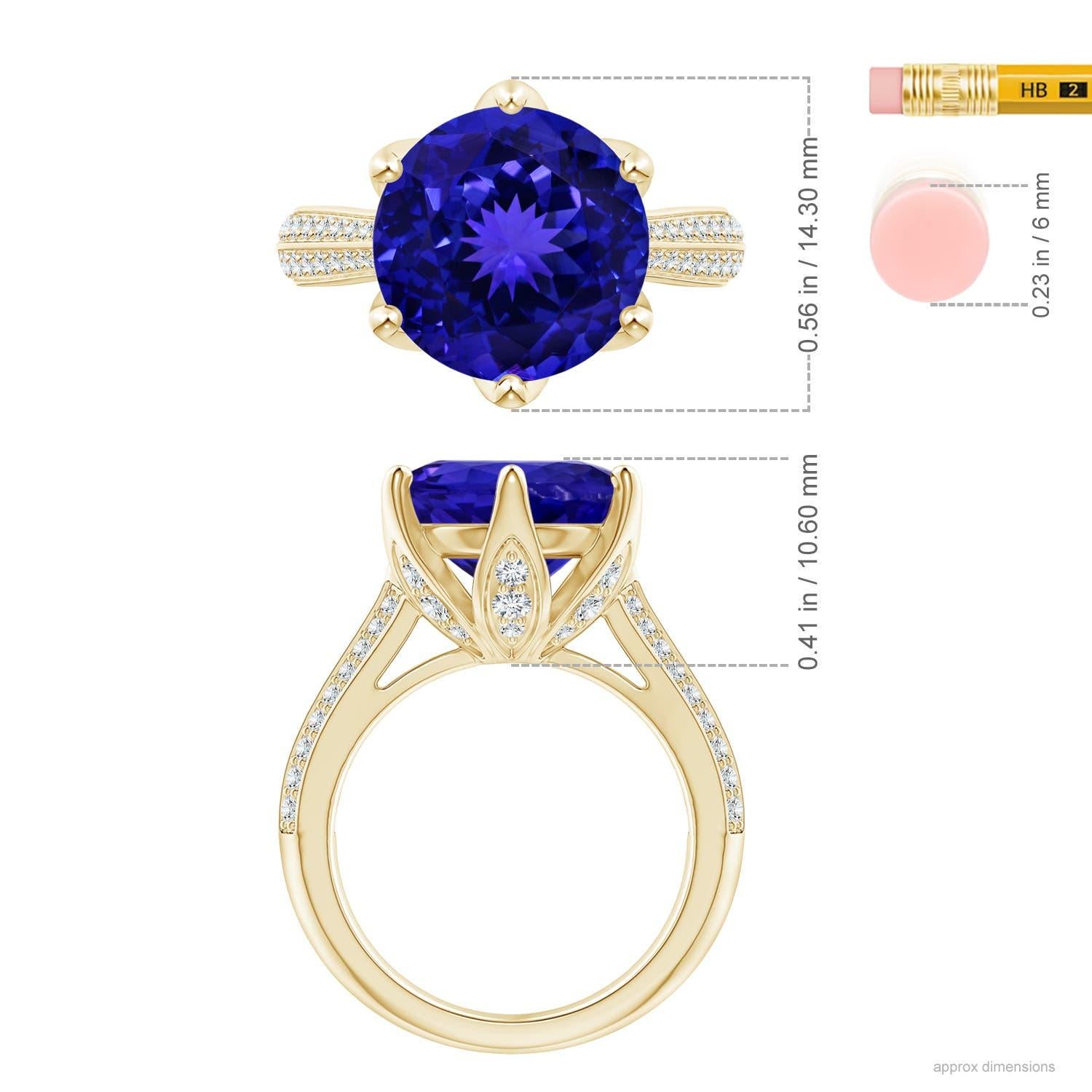 For Sale:  ANGARA GIA Certified Natural Nature Inspired Round Tanzanite Ring in Yellow Gold 5