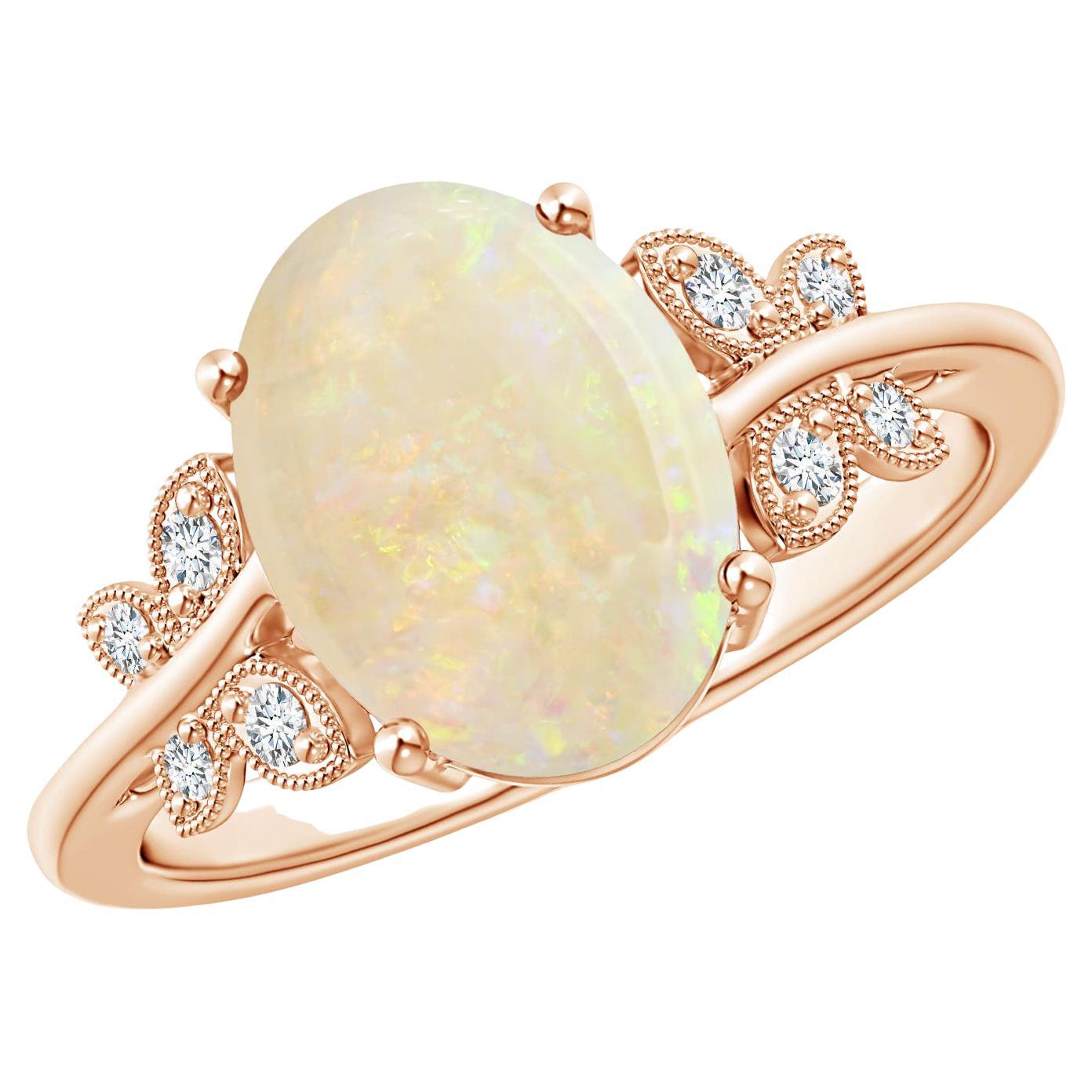 For Sale:  ANGARA GIA Certified Natural Opal Butterfly Bypass Ring in Rose Gold