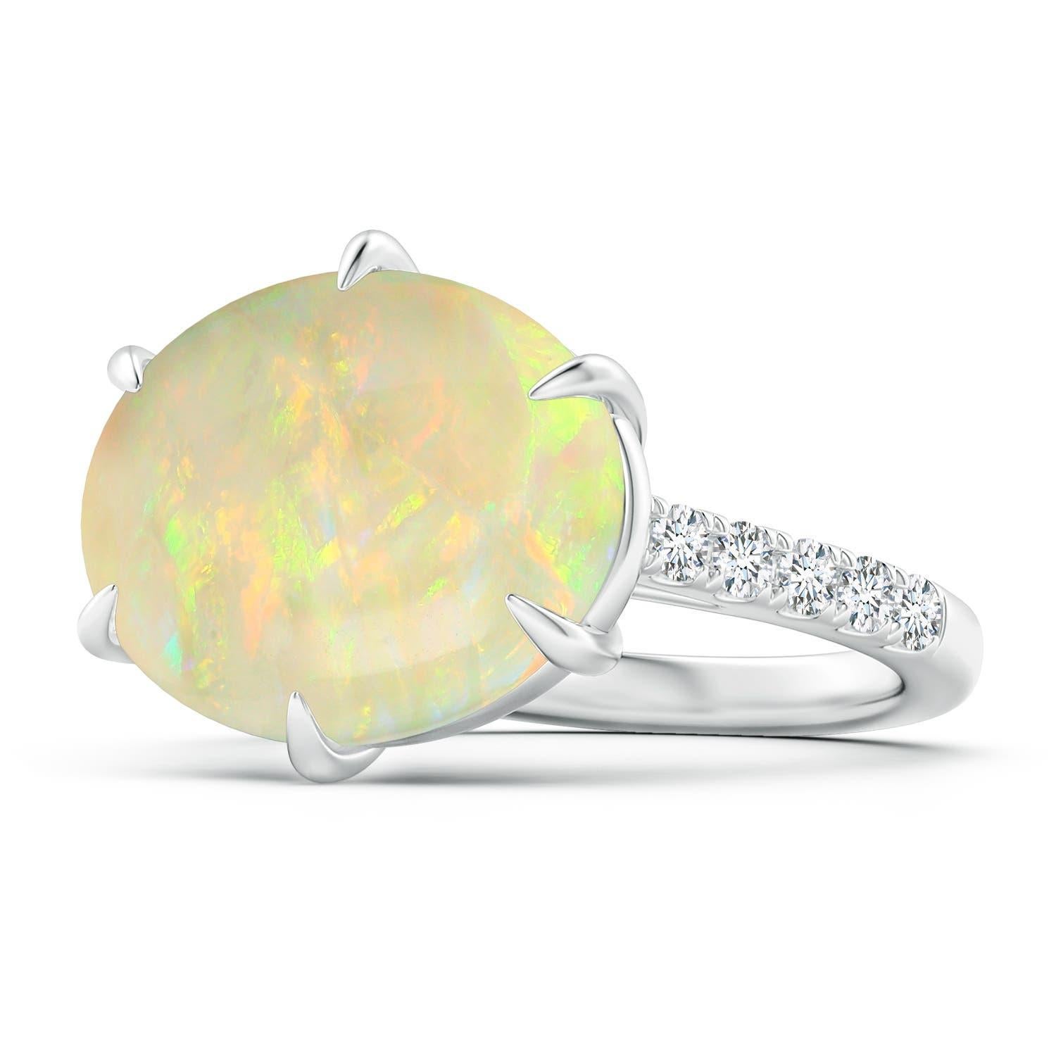 For Sale:  ANGARA GIA Certified Natural Opal Oval East-West Solitaire Ring in Platinum 2