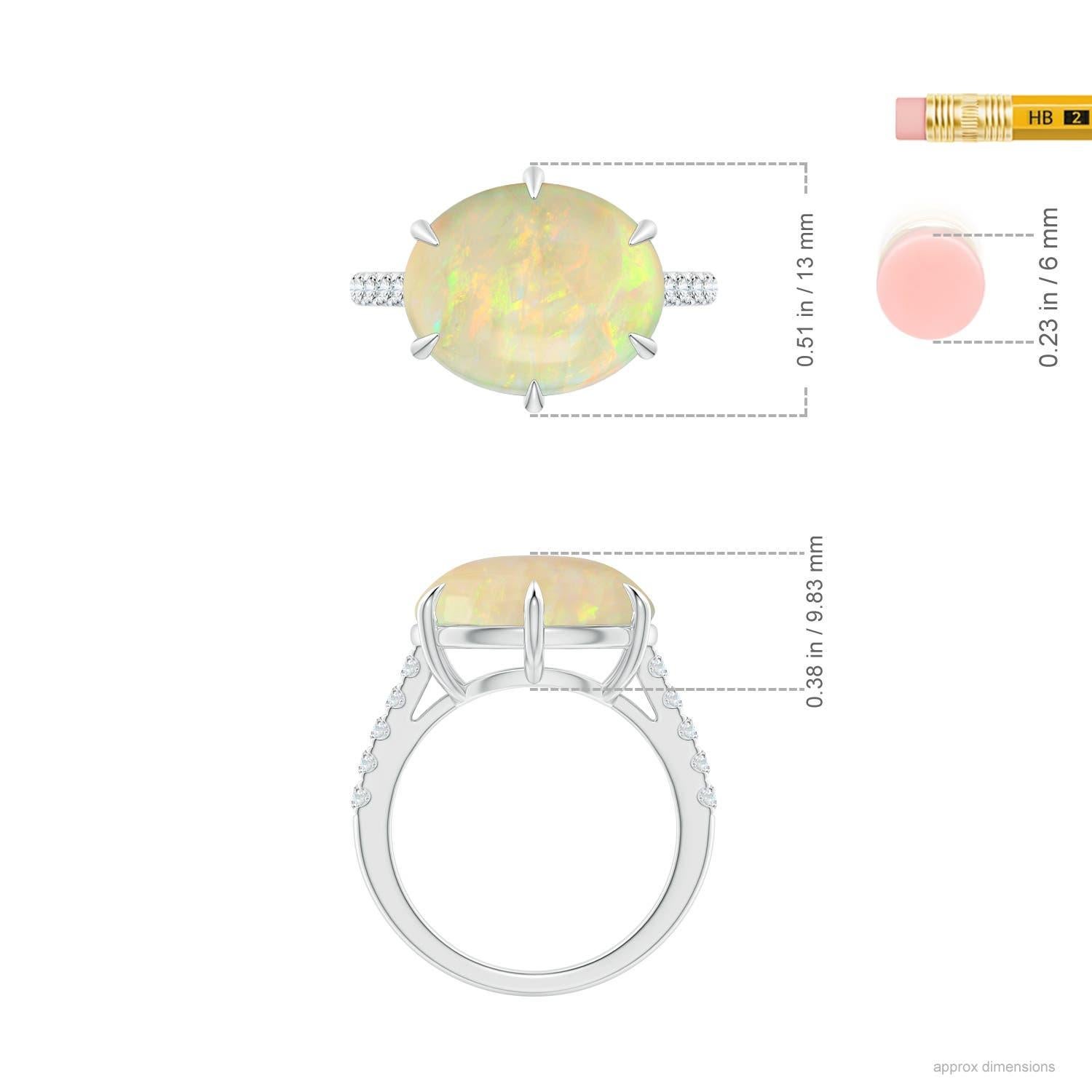 For Sale:  ANGARA GIA Certified Natural Opal Oval East-West Solitaire Ring in Platinum 6