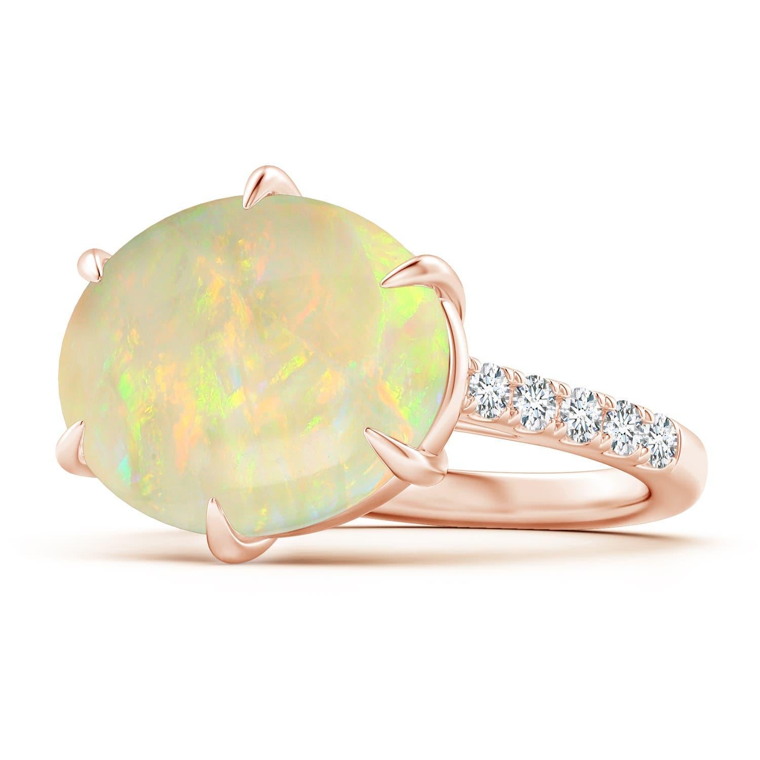 For Sale:  Angara GIA Certified Natural Opal Oval East-West Solitaire Ring in Rose Gold 2