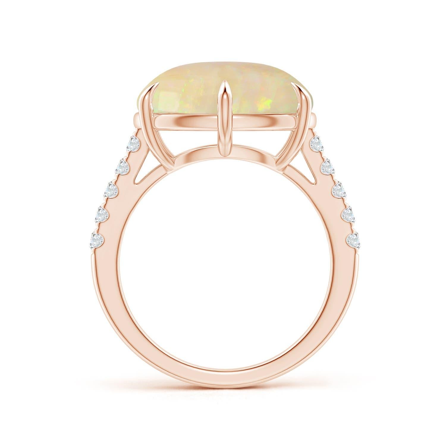 For Sale:  ANGARA GIA Certified Natural Opal Oval East-West Solitaire Ring in Rose Gold 3