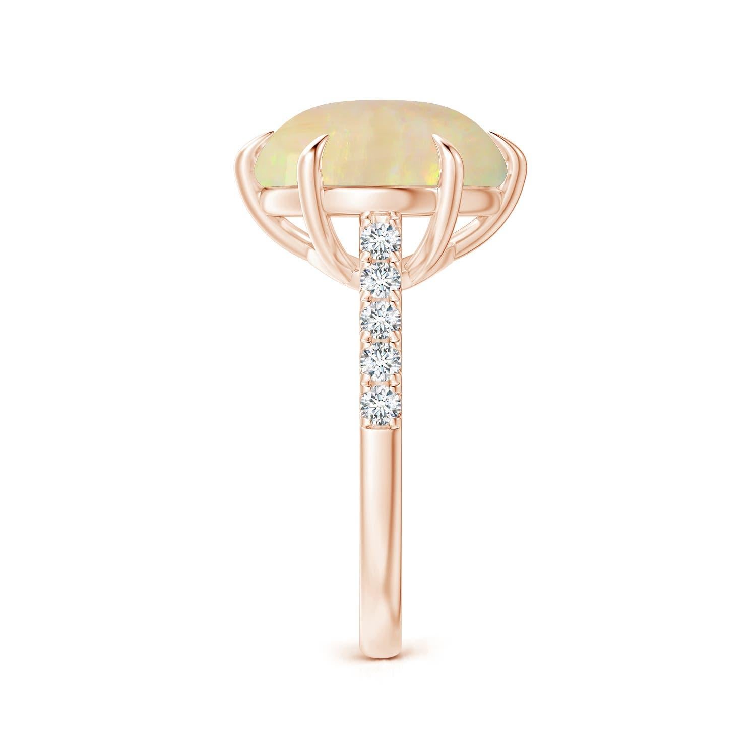 For Sale:  ANGARA GIA Certified Natural Opal Oval East-West Solitaire Ring in Rose Gold 4