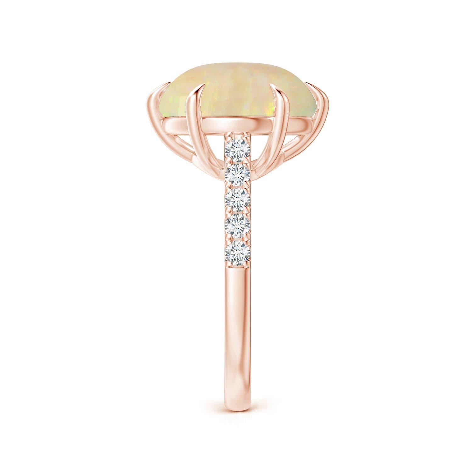 For Sale:  Angara GIA Certified Natural Opal Oval East-West Solitaire Ring in Rose Gold 4