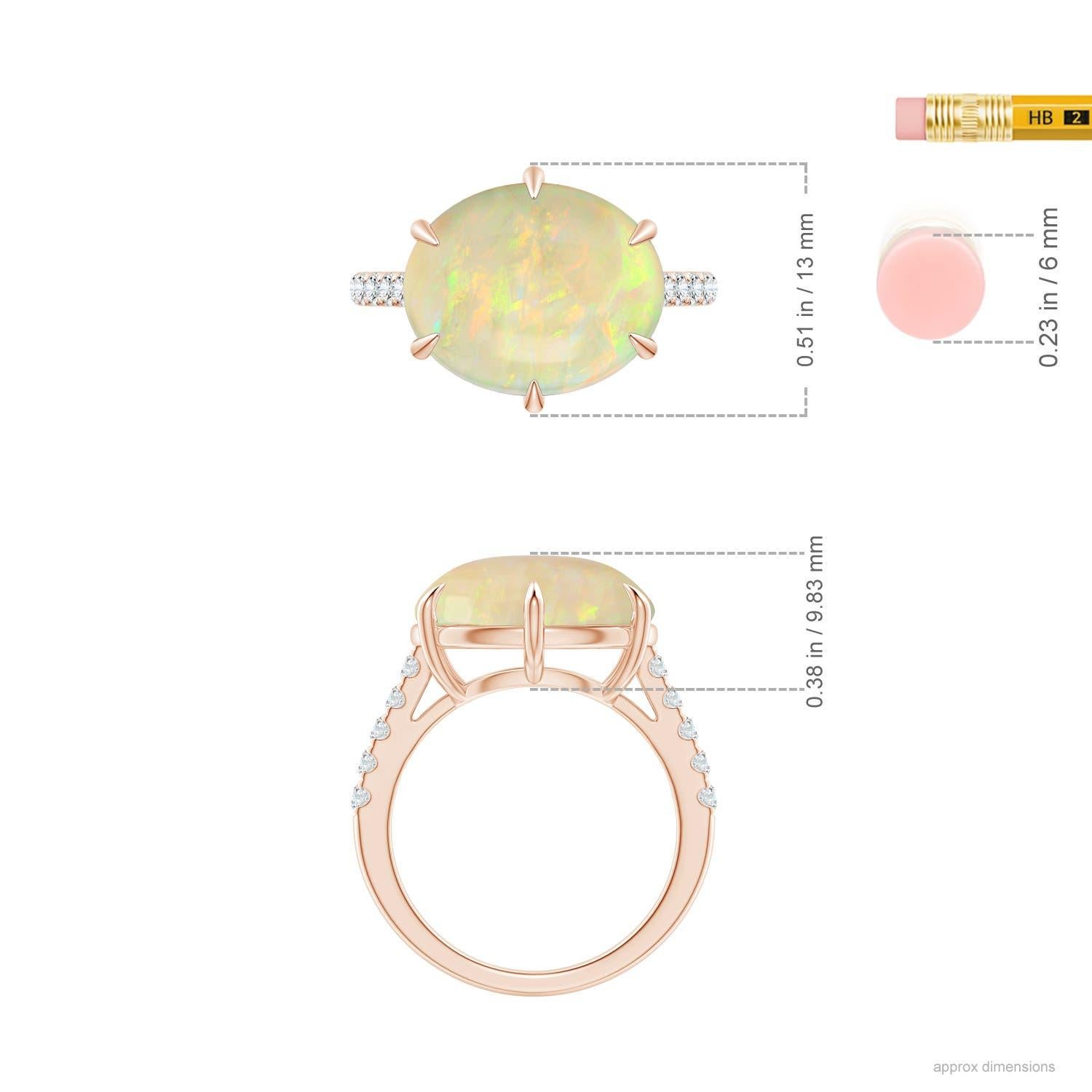 For Sale:  ANGARA GIA Certified Natural Opal Oval East-West Solitaire Ring in Rose Gold 6