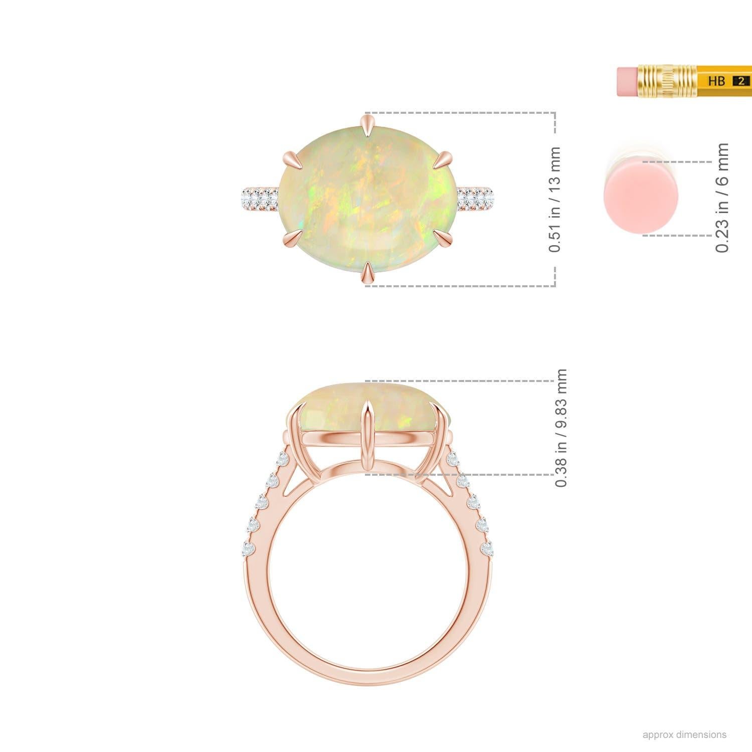 For Sale:  Angara GIA Certified Natural Opal Oval East-West Solitaire Ring in Rose Gold 6